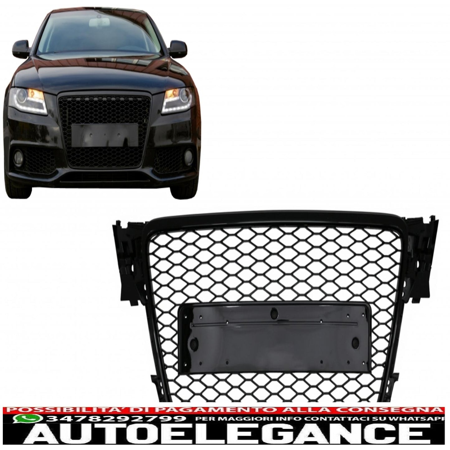 front grille without badge suitable for audi a4 b8 (2007-2012) rs design piano black