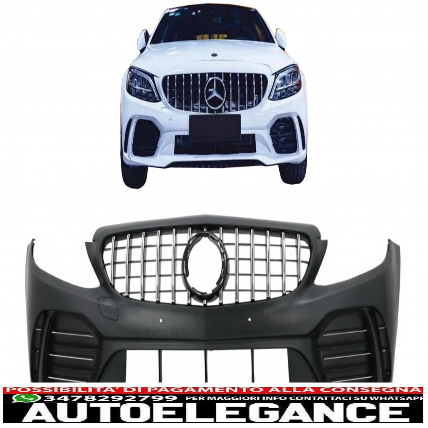 Front bumper suitable for mercedes c class w205 s205 c205 a205 (2014-2020) limousine t model coupe cabriolet gt design