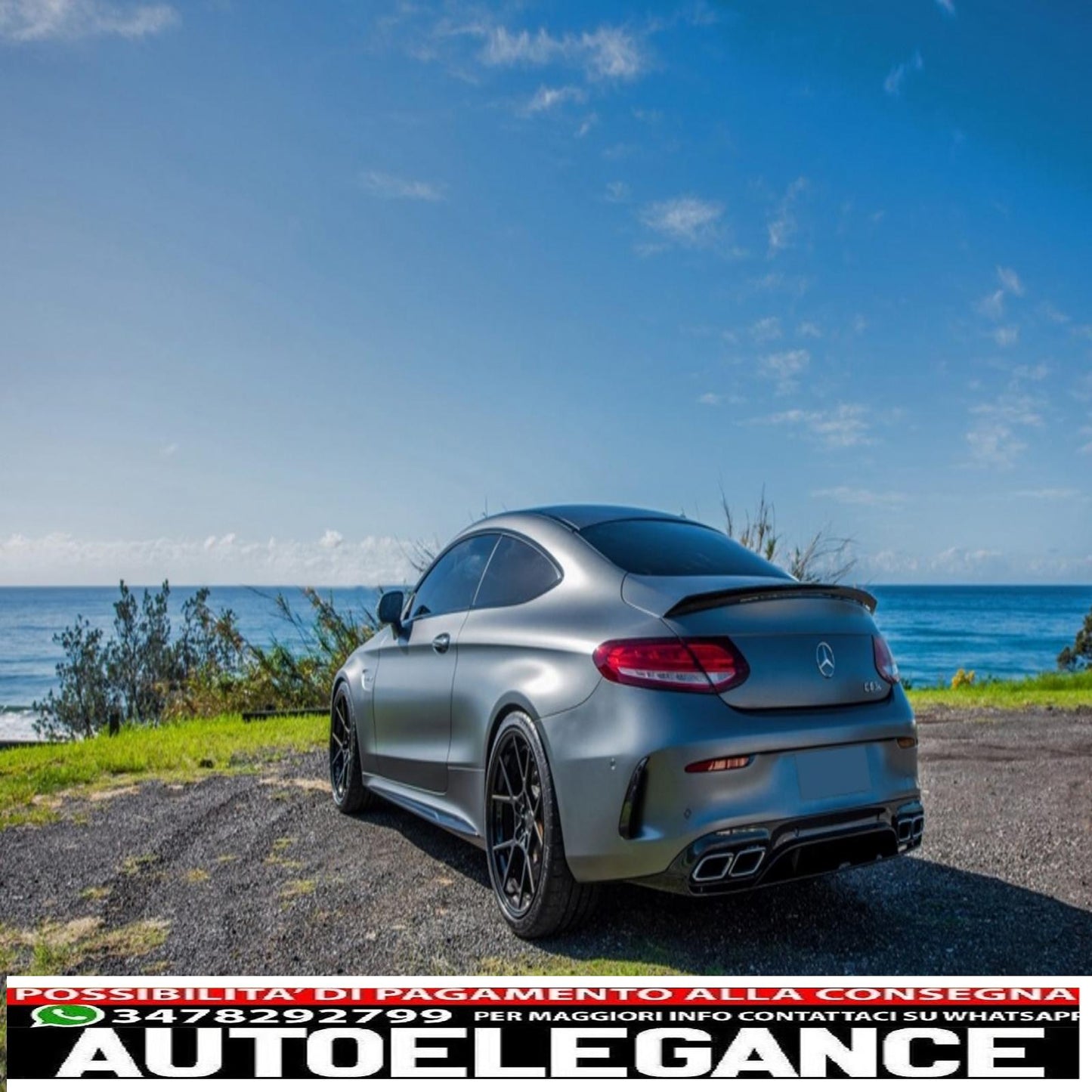 Alette paraurti posteriori alette laterali flic adatte per mercedes classe c c205 a205 (2014-2018) coupe cabriolet piano nero AUTOELEGANCERICAMBI