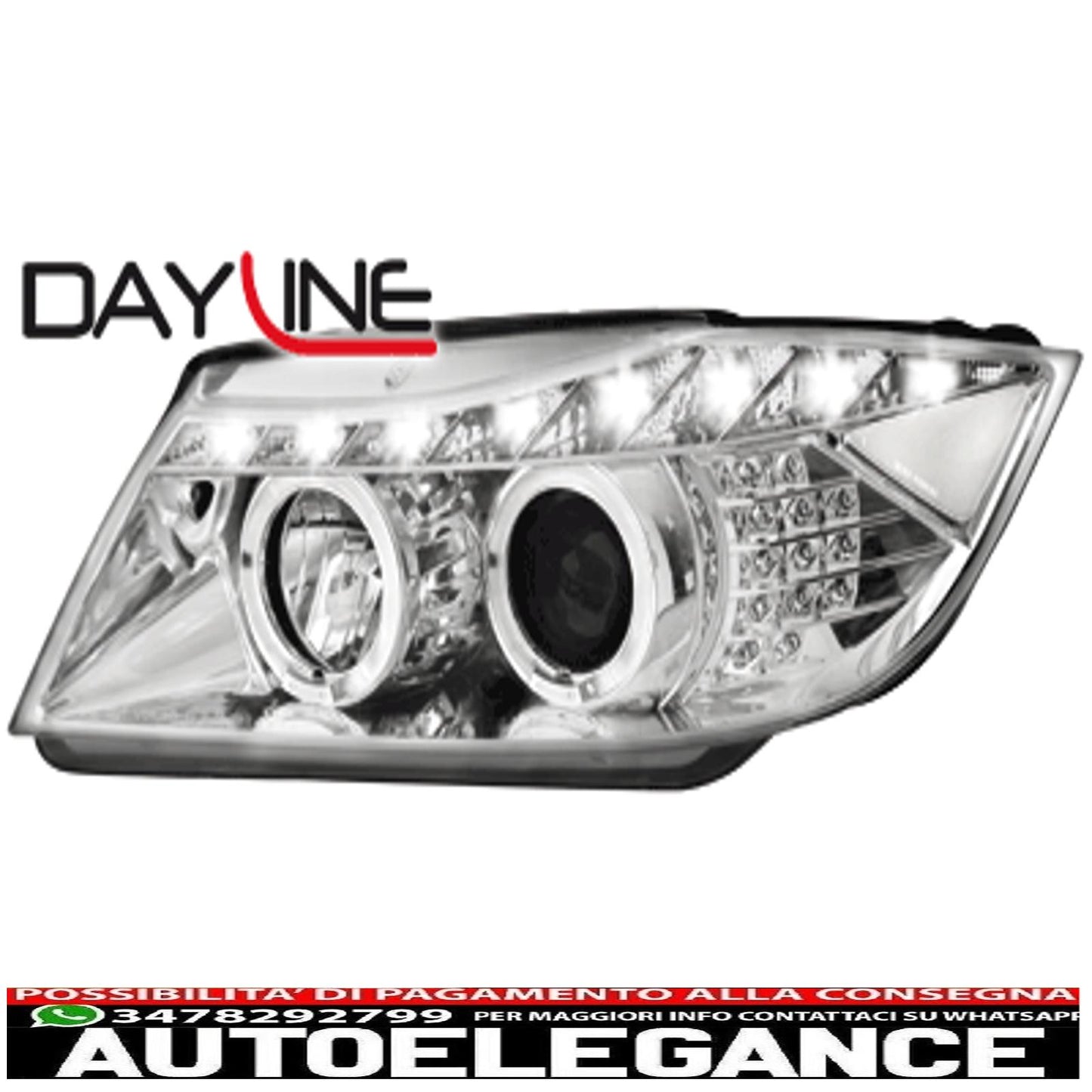 dayline headlights suitable for bmw e90 05+_2 halo rims_drl led_optics_chr