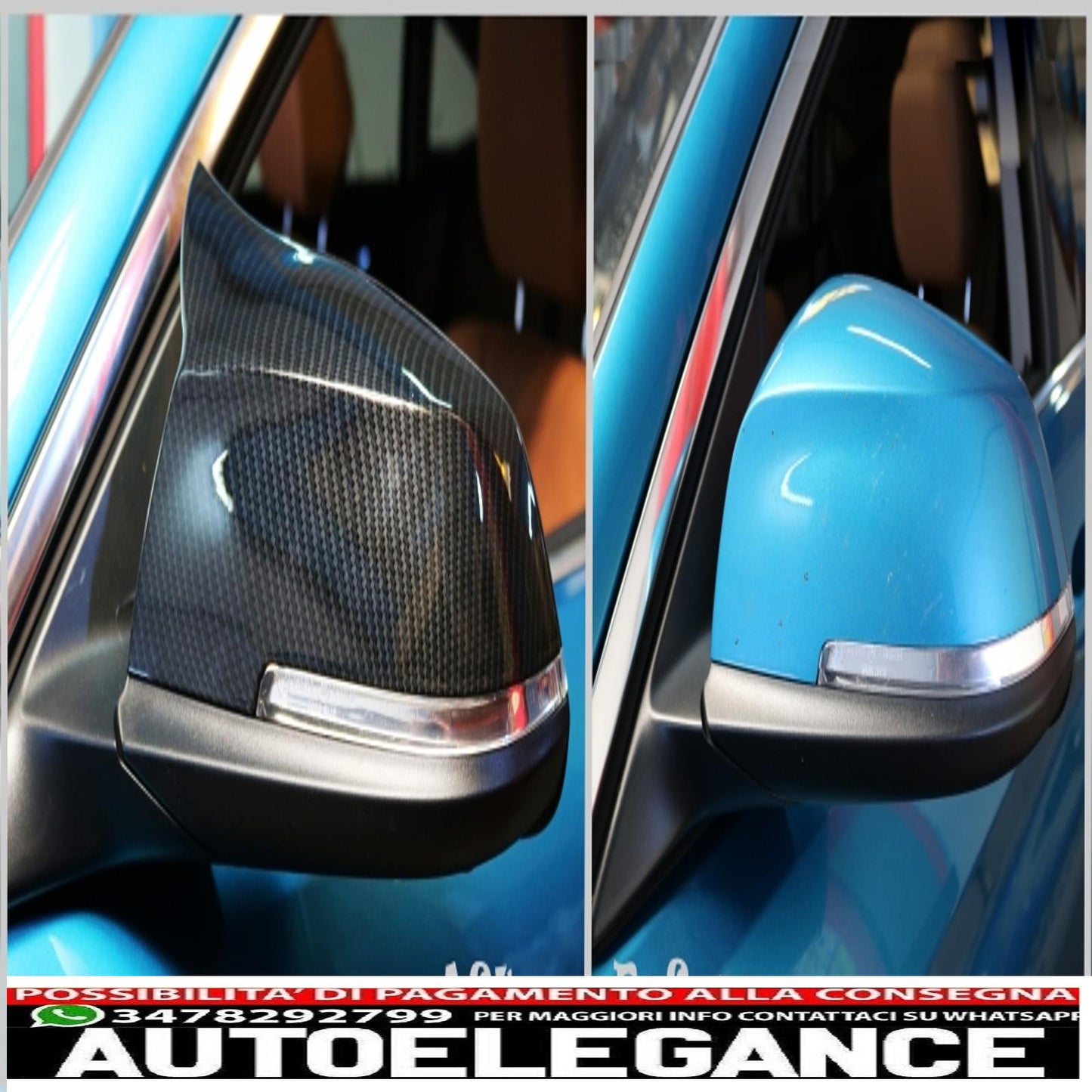 Copri specchietti adatti per bmw serie 1/2/3/4 f20 f21 f22 f23 f30 f31 f32 f33 f36 rivestimento idrografico con pellicola di carbonio AUTOELEGANCERICAMBI
