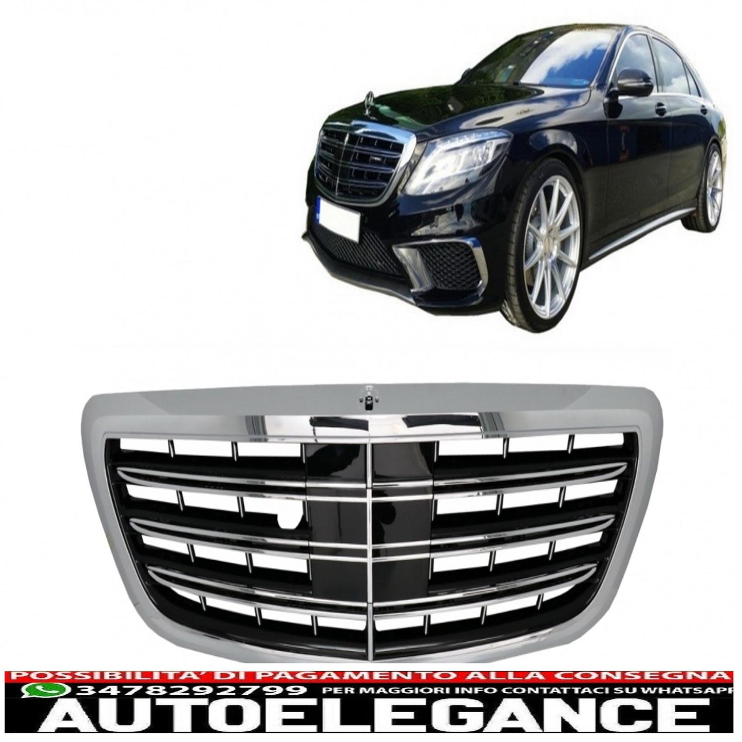 front grille suitable for mercedes s class w222 (2014-08.2020) s63 s65 chrome design