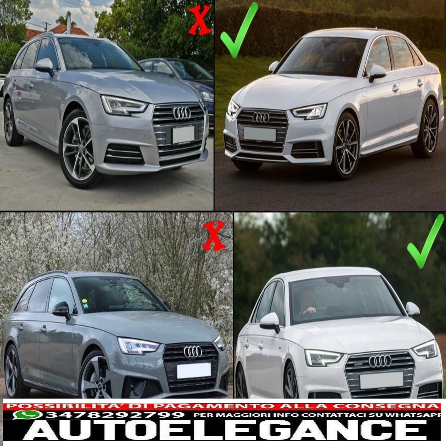 lower bumper grille side grills fit for audi a4 b9 sedan avant s-line (2016-2018) rs4 design silver edition