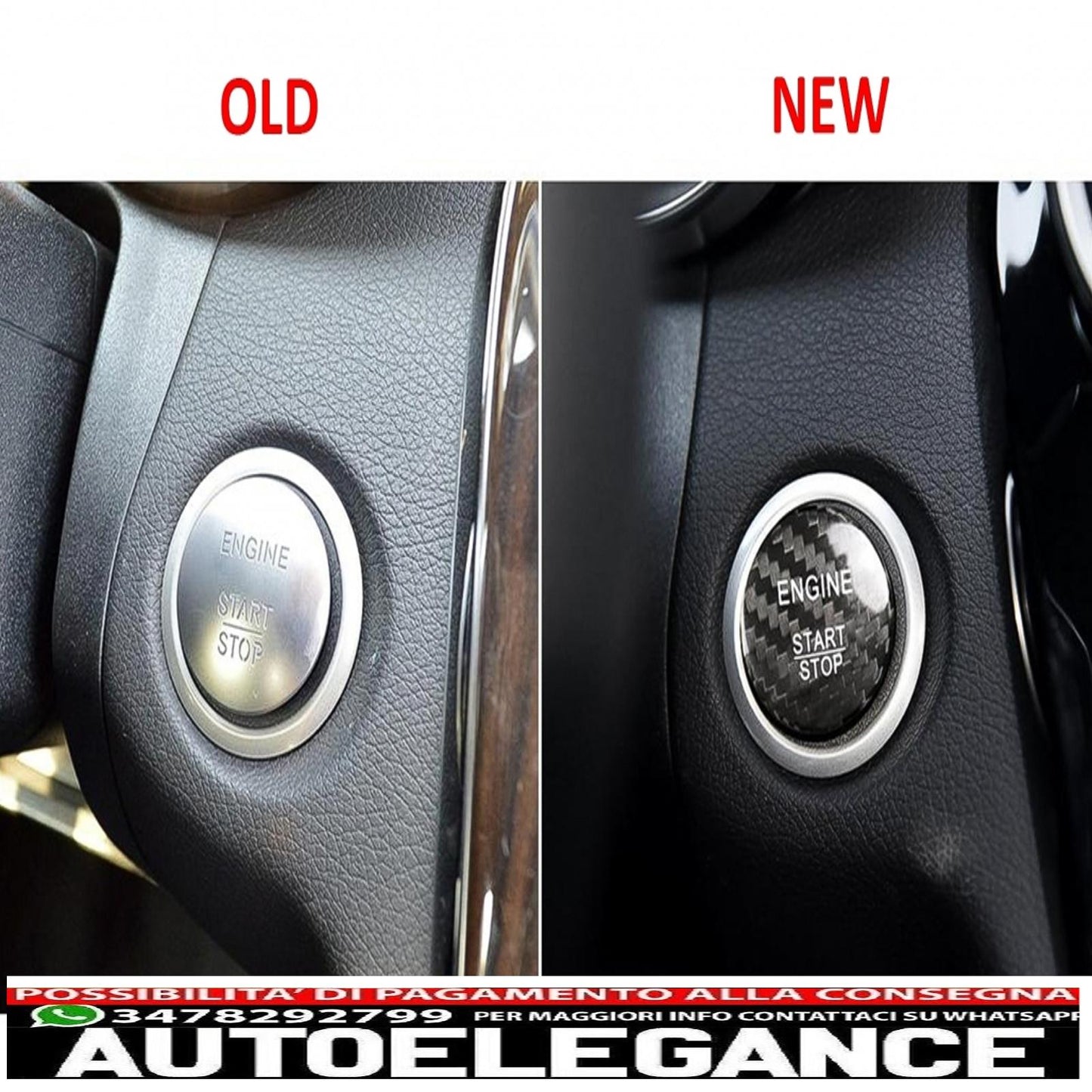 copertura del pulsante di avvio del motore dell'auto decorazione interna adatta per mercedes classe a w176 (2012-2017) classe b w246 (2012-2017) classe c w205 (2015-2017) w204 (2008-2014) vero carbonio AUTOELEGANCERICAMBI