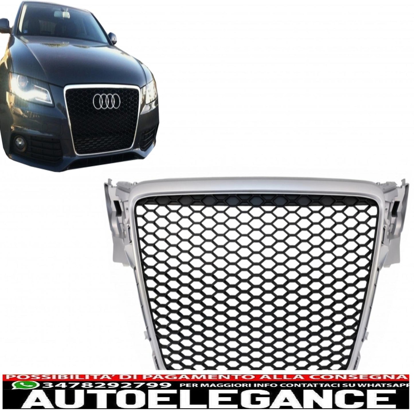 front grille without badge suitable for audi a4 b8 (2007-2012) limousine avant rs design silver