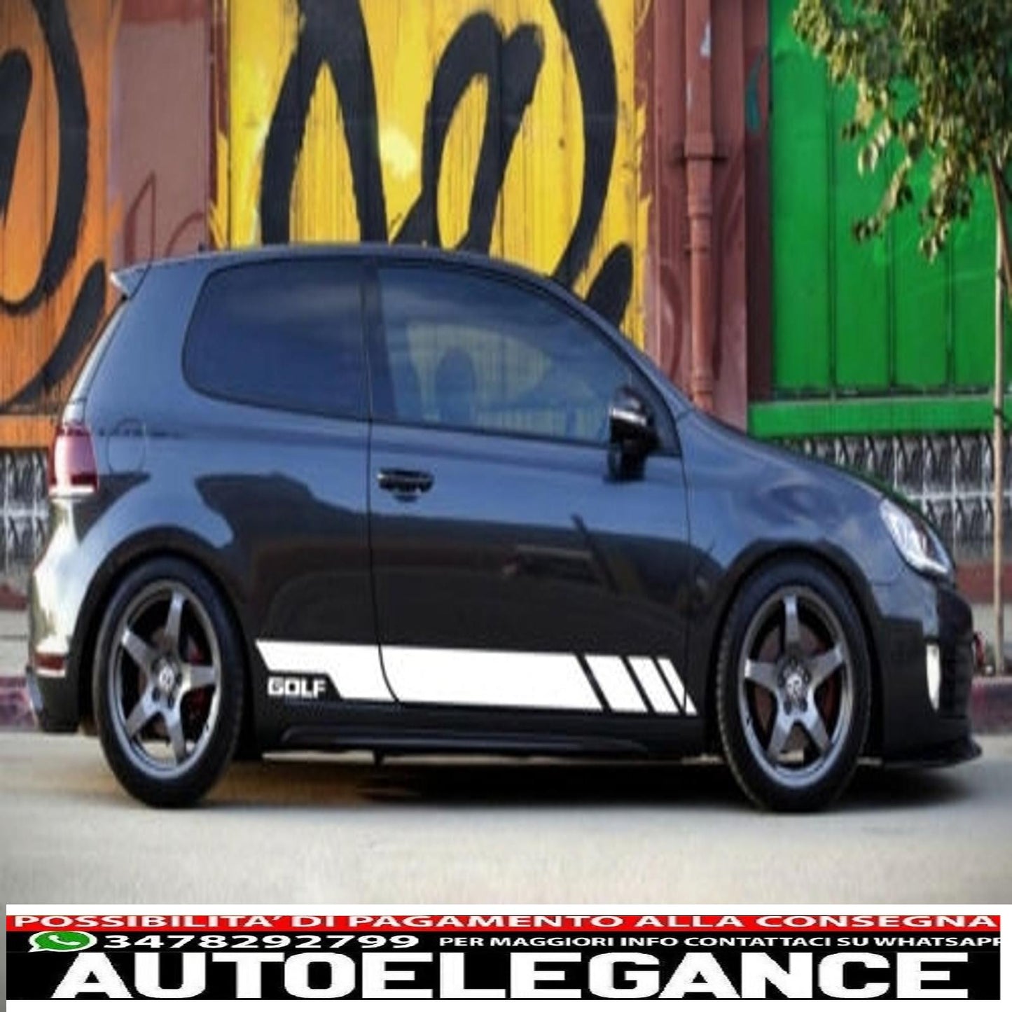 side skirts with side decals white vinyl sticker suitable for vw golf vi golf 6 (2008-2014) gti design