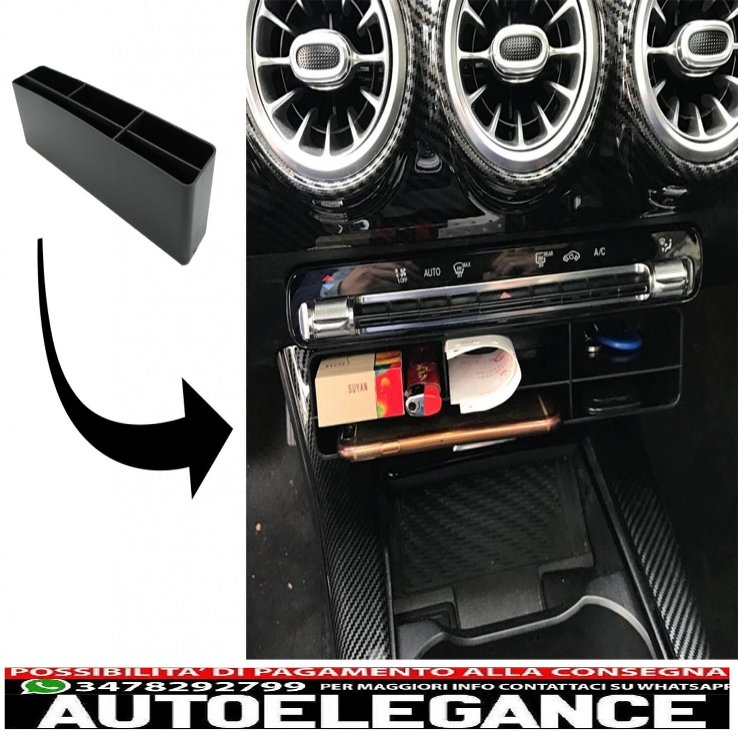 Scatola portaoggetti per console centrale adatta per mercedes classe A w177 v177 a180 a200 a250 (2018-up)