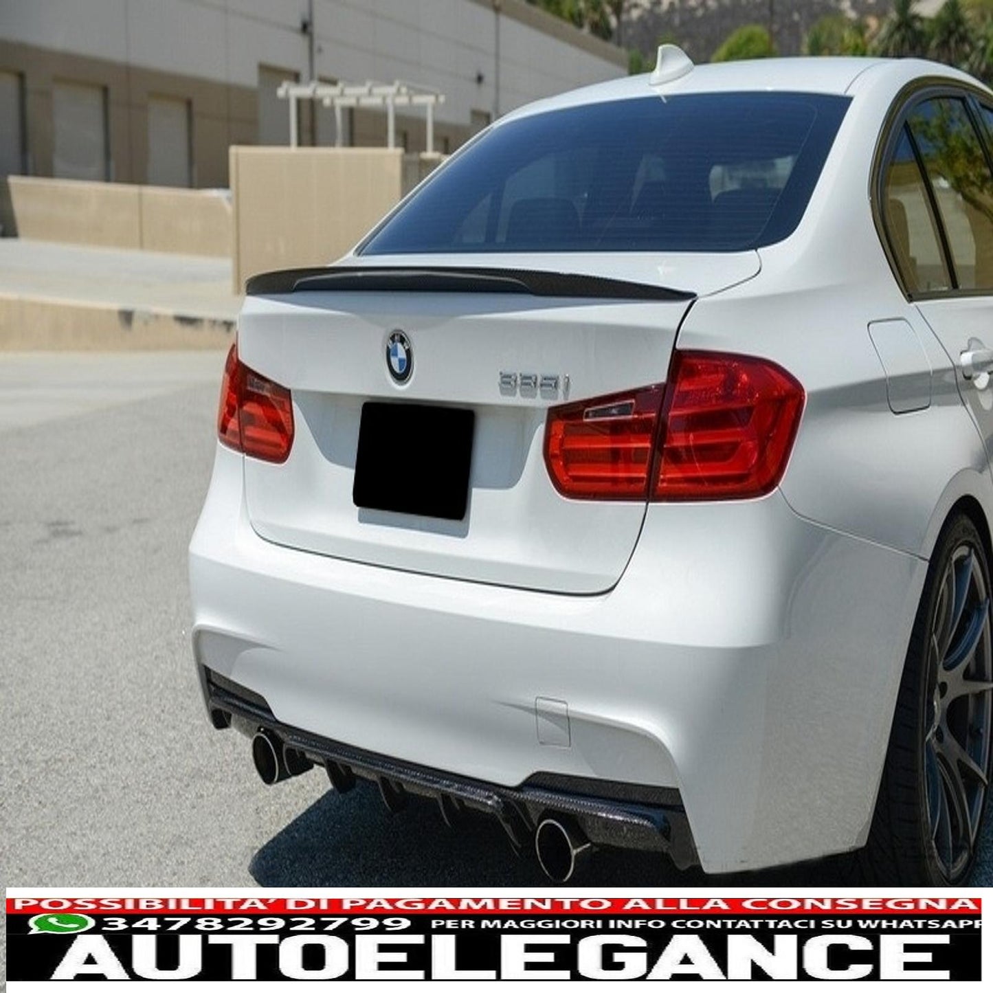 Paraurti posteriore spoiler mantovana diffusore doppia uscita carbonio adatto per bmw serie 3 f30 f31 (2011-2019) limousine touring m design