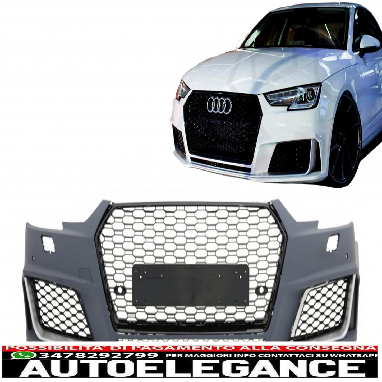 front bumper with grille suitable for audi a4 b9 8w (2016-2018) quattro rs4 design