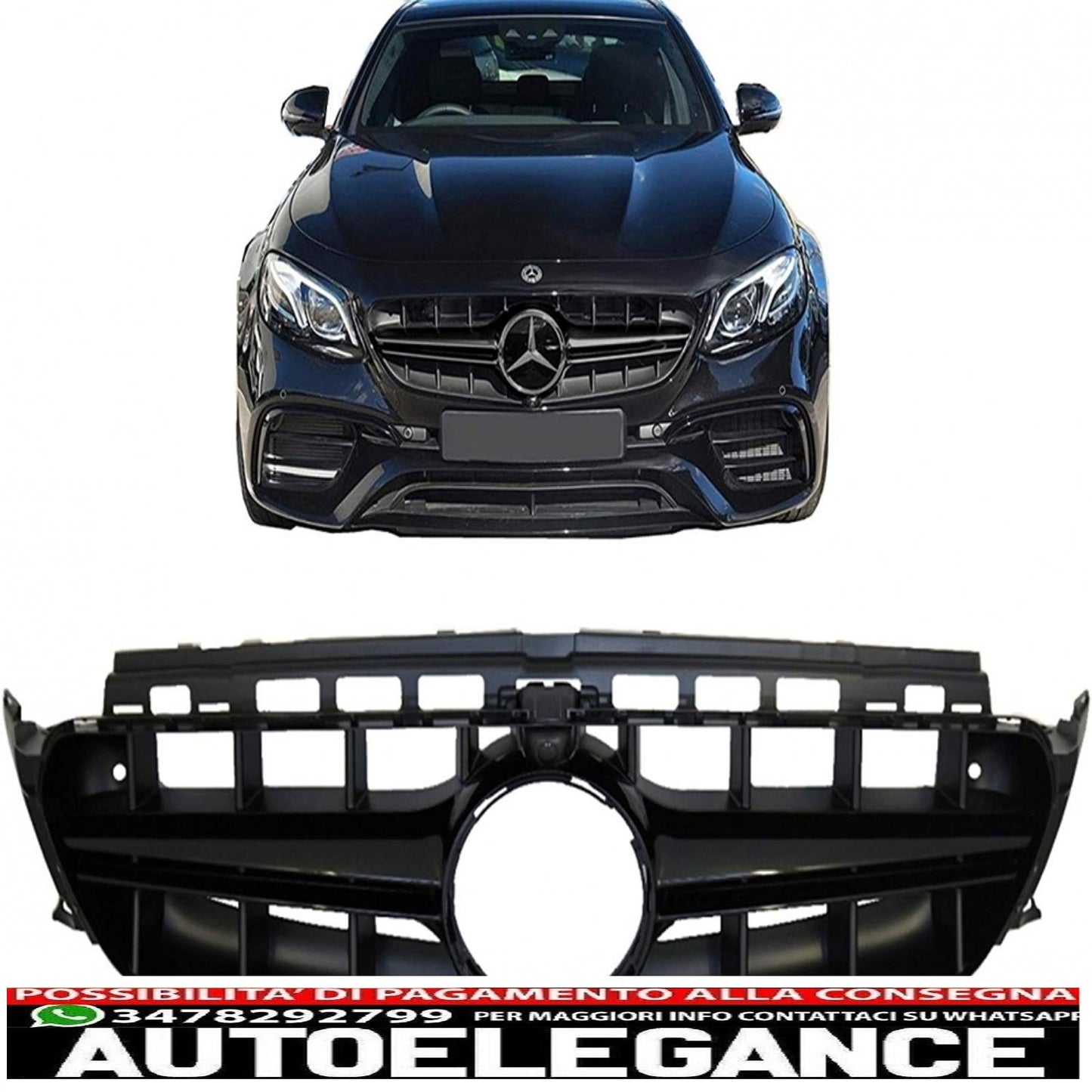 center grille suitable for mercedes e class w213 s213 c238 a238 (2016-2019) black design e63