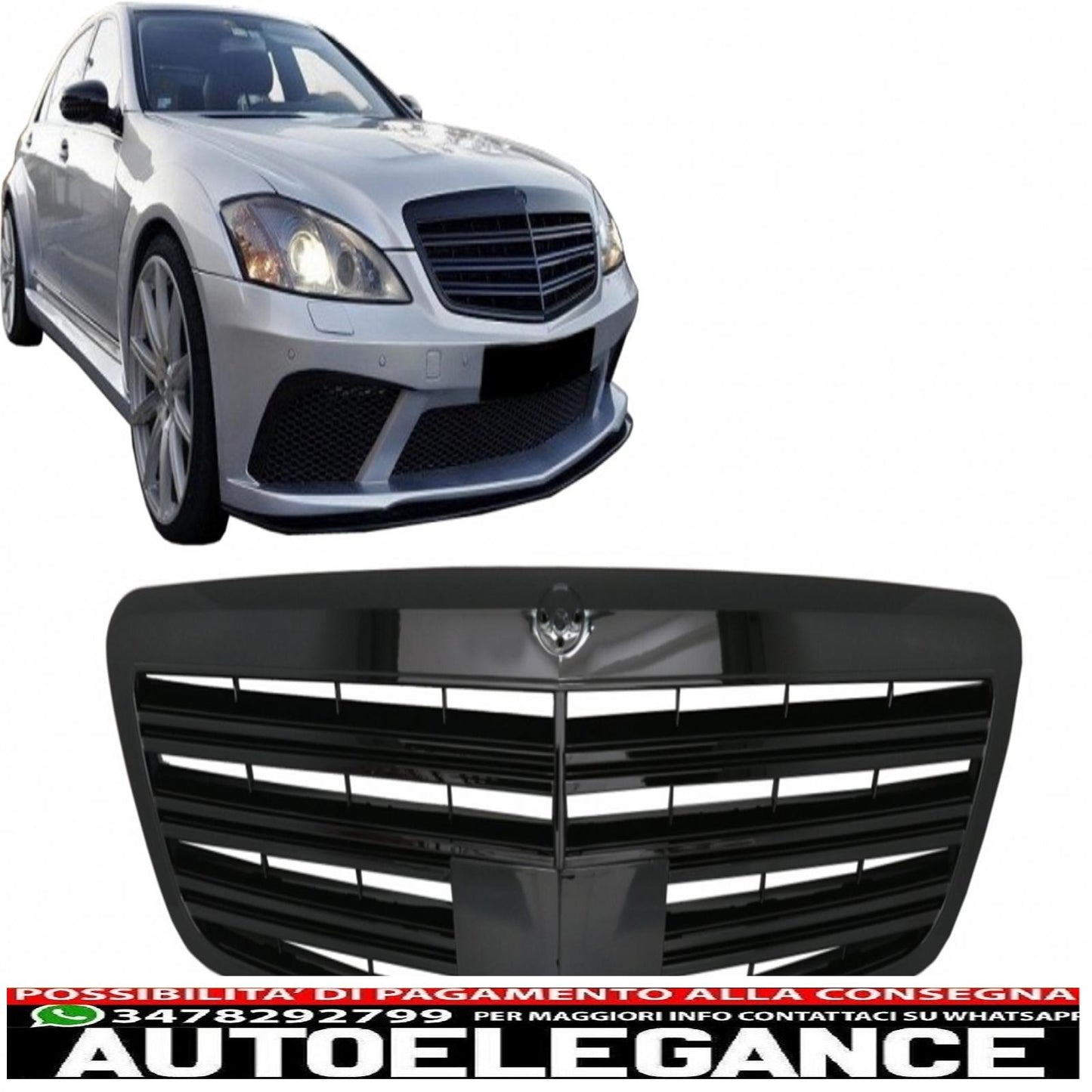 front grille suitable for mercedes s class w221 facelift (2010-2013) s65 piano black design