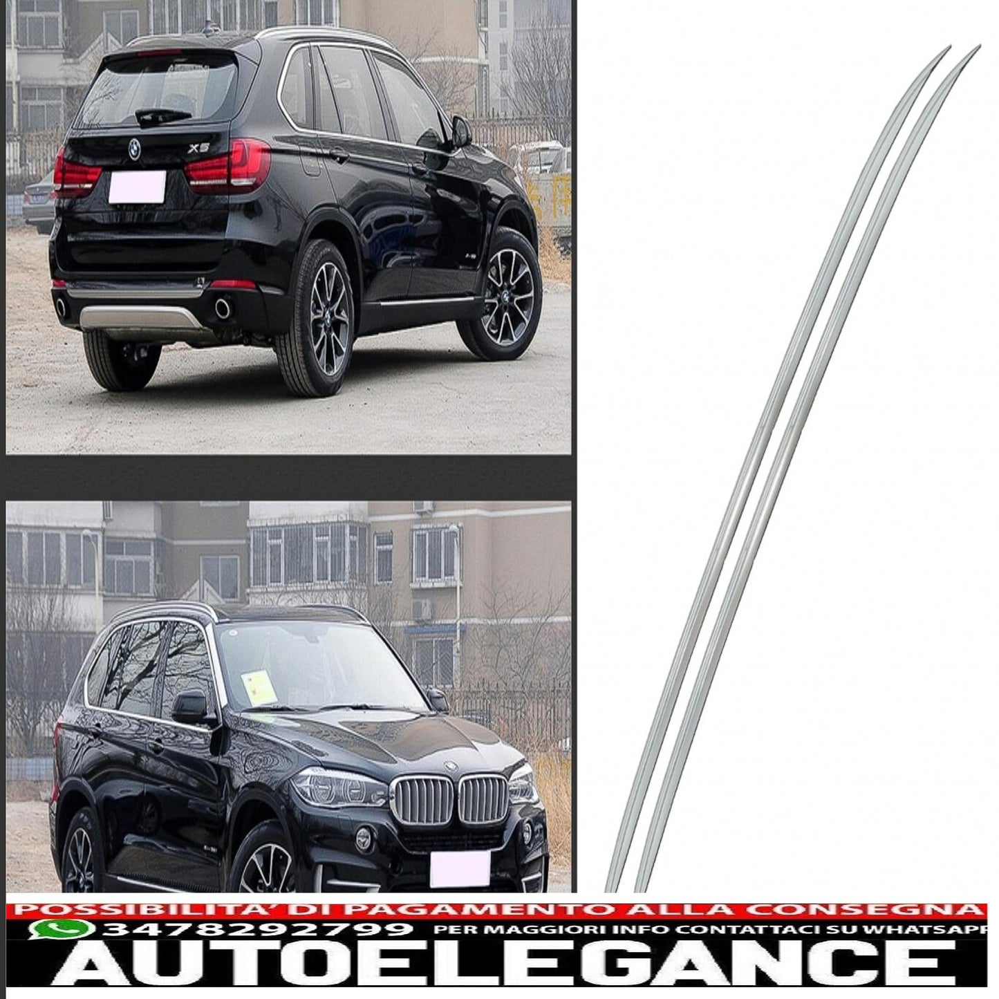 Decorative roof rails suitable for BMW X5 F15 (08.2013-2018) in aluminum