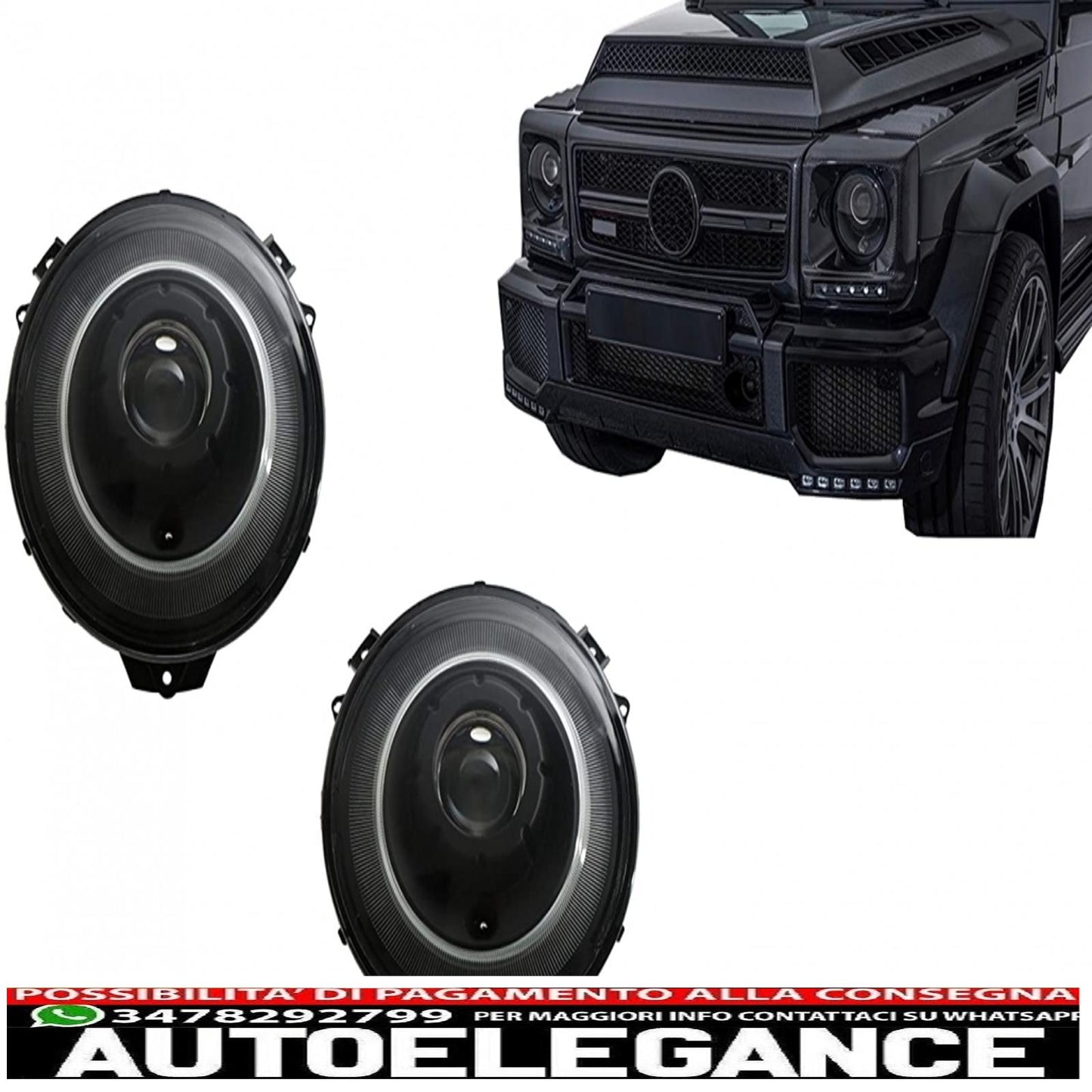 original look bi-xenon headlights suitable for mercedes g-class w463 (2005-2017) black