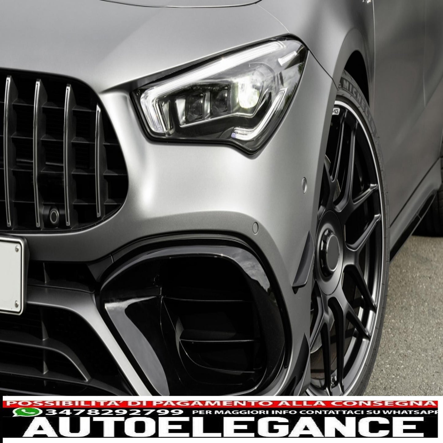 Cornici di copertura griglie laterali adatte per mercedes cla 45 cla 45s x118 c118 (2019-up) pianoforte nero AUTOELEGANCERICAMBI