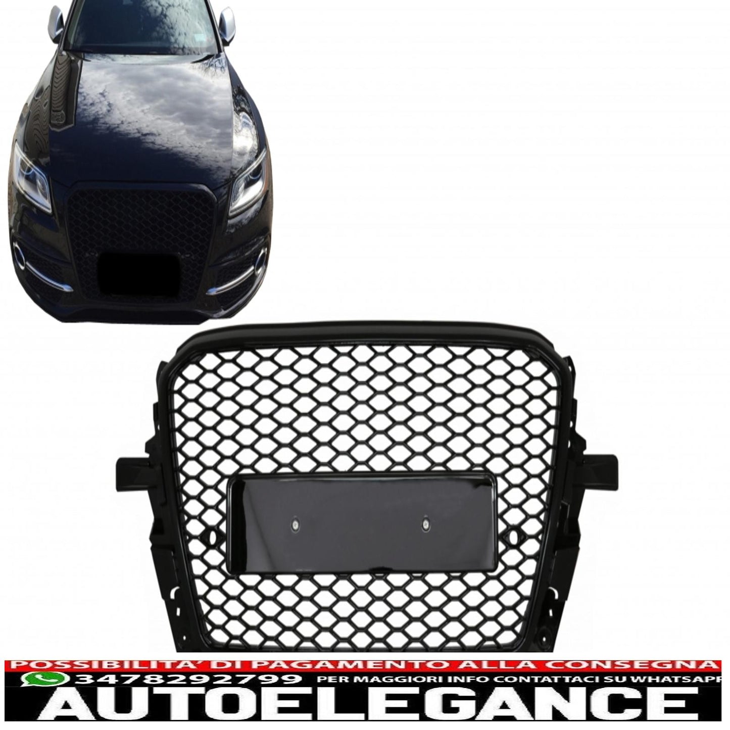 front grille suitable for audi q5 8r restyling (2012-2015) piano black
