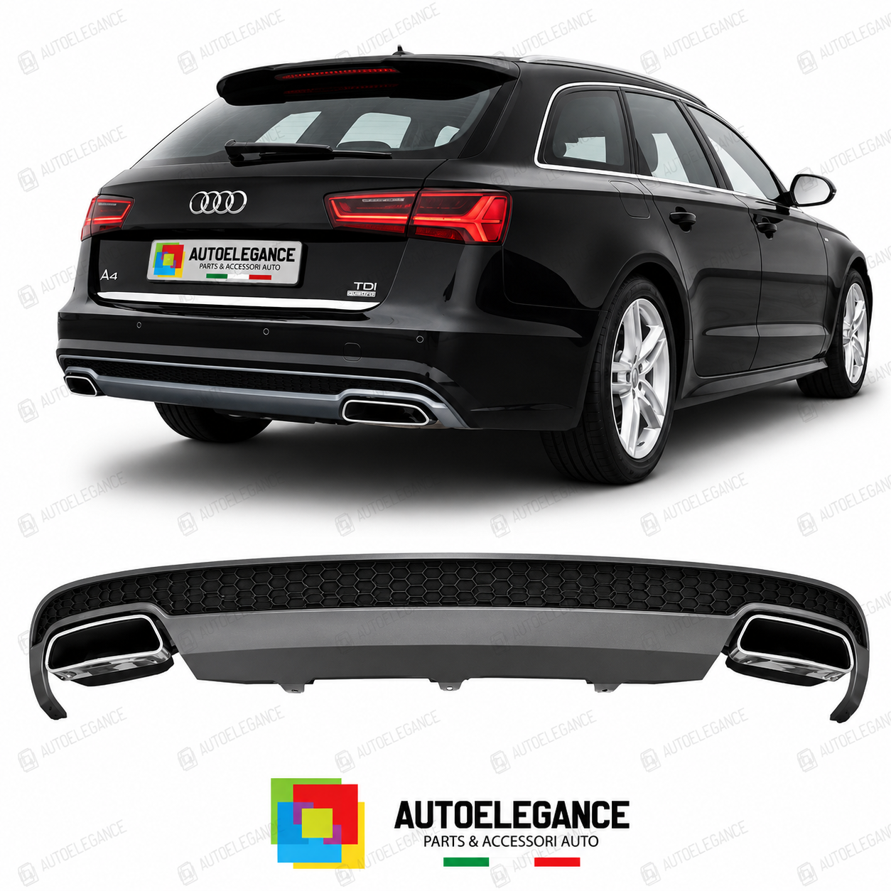 DIFFUSORE AUDI A6 12-15 LOOK RESTYLING + TERMINALI DI SCARICO