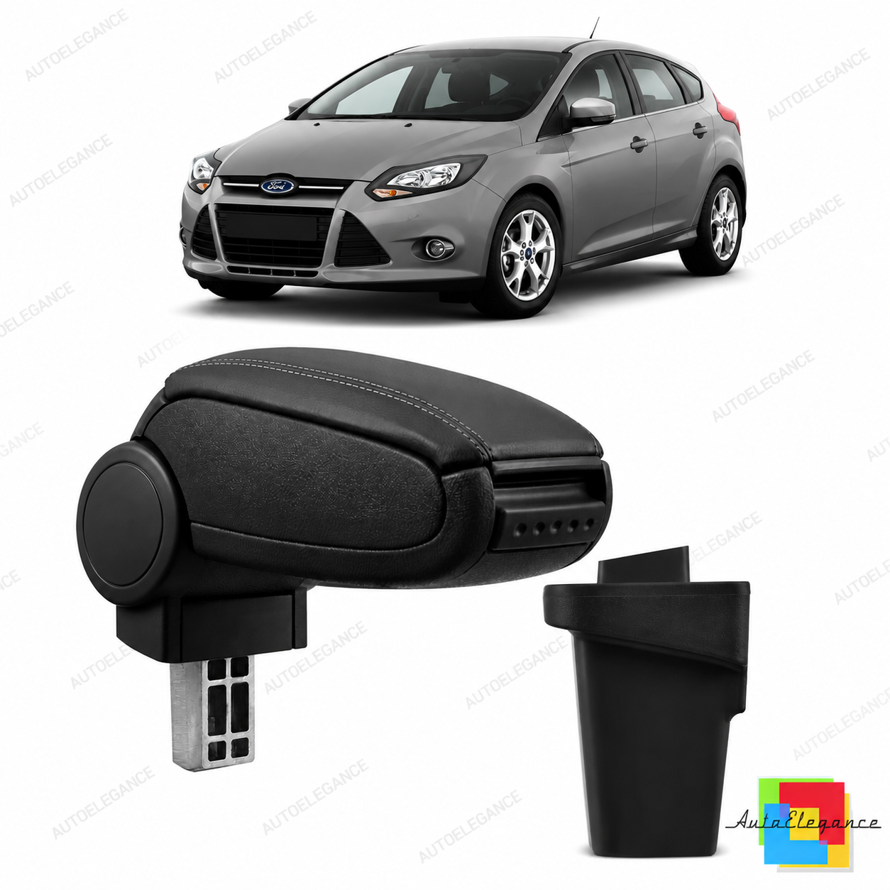 👉Bracciolo in pelle PU con vano portaoggetti adatto per Ford Focus III 12-15👈