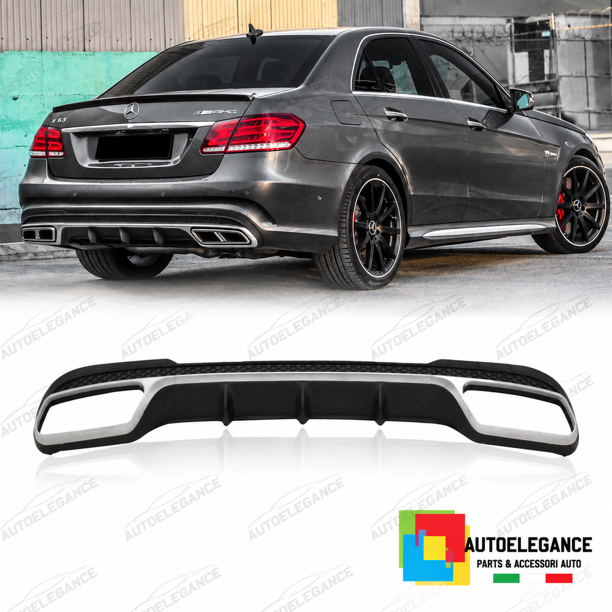 DIFFUSORE ADATTO PER MERCEDES CLASSE E W212 13-16 LOOK AMG E63 NERO CROMATO
