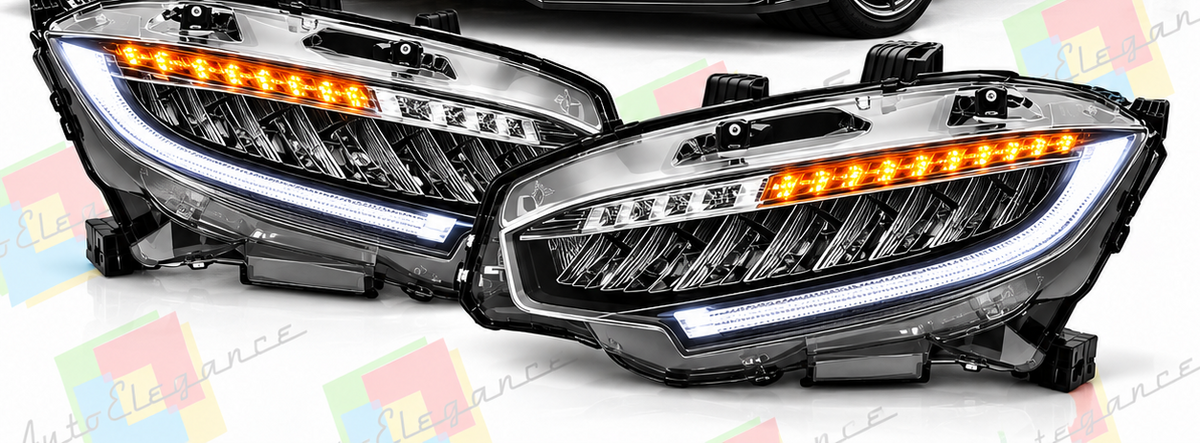 ART.11128 FARI ANTERIORI ADATTO PER HONDA CIVIC X 16-21 NERO LED