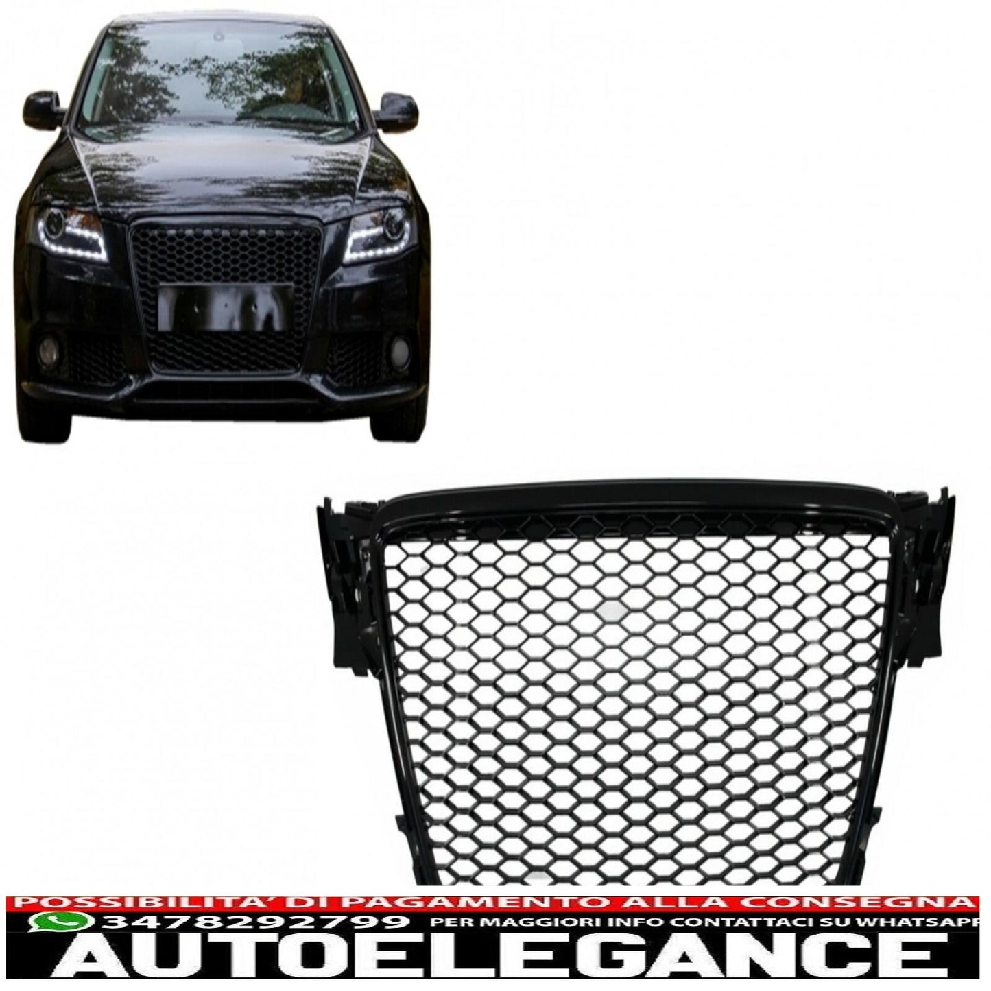 front grille without badge suitable for audi a4 b8 (2007-2012) rs design piano black