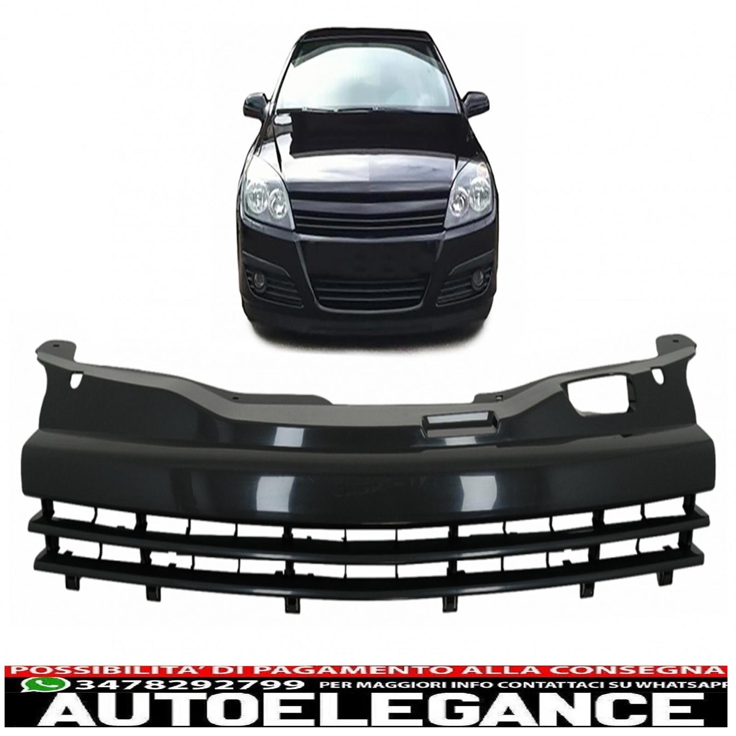 Sport front grille without badge suitable for opel astra h combi limousine 5 doors hatchback (2004-10.2006) piano black