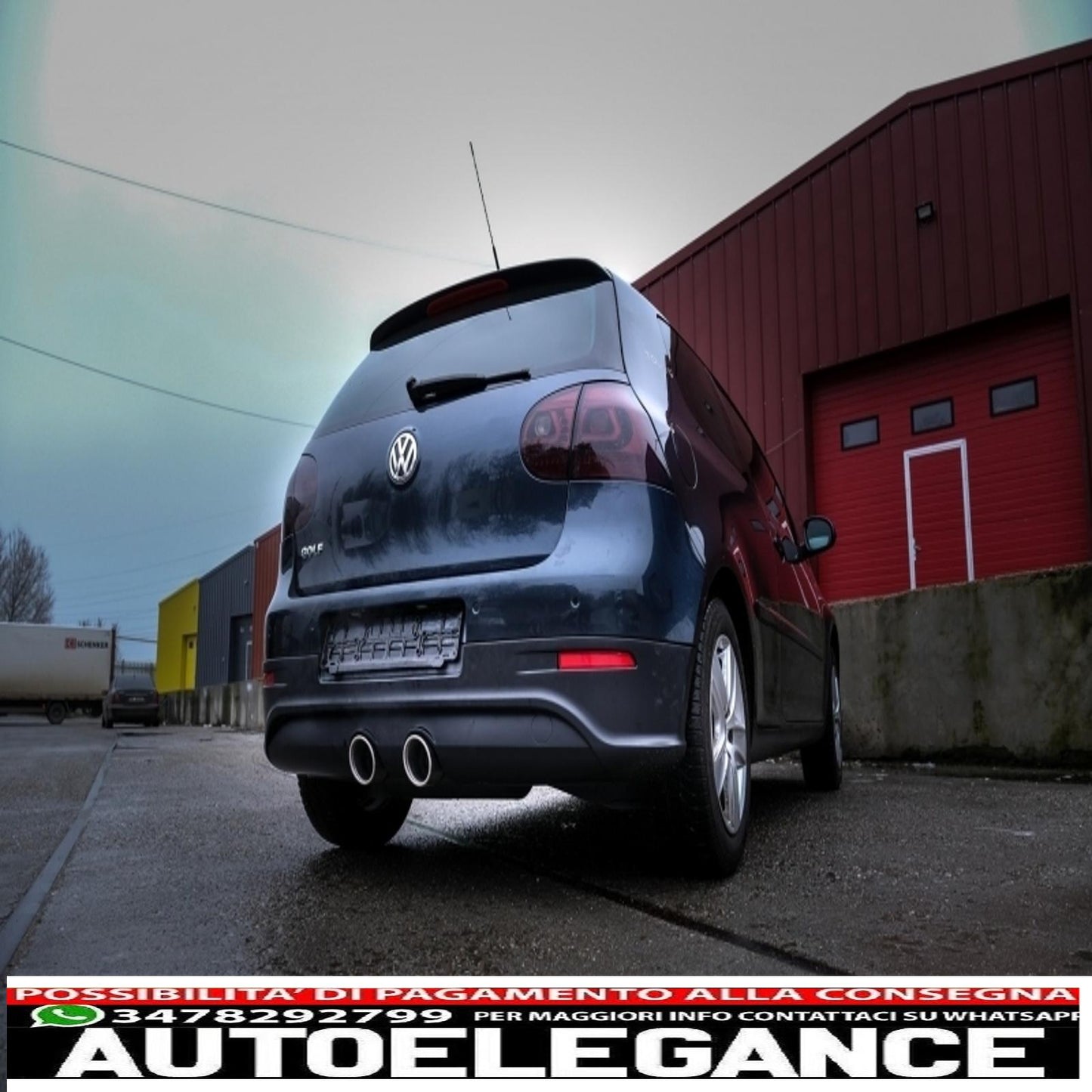 rear bumper extension suitable for vw golf v (2003-2007) r32 look and complete exhaust system