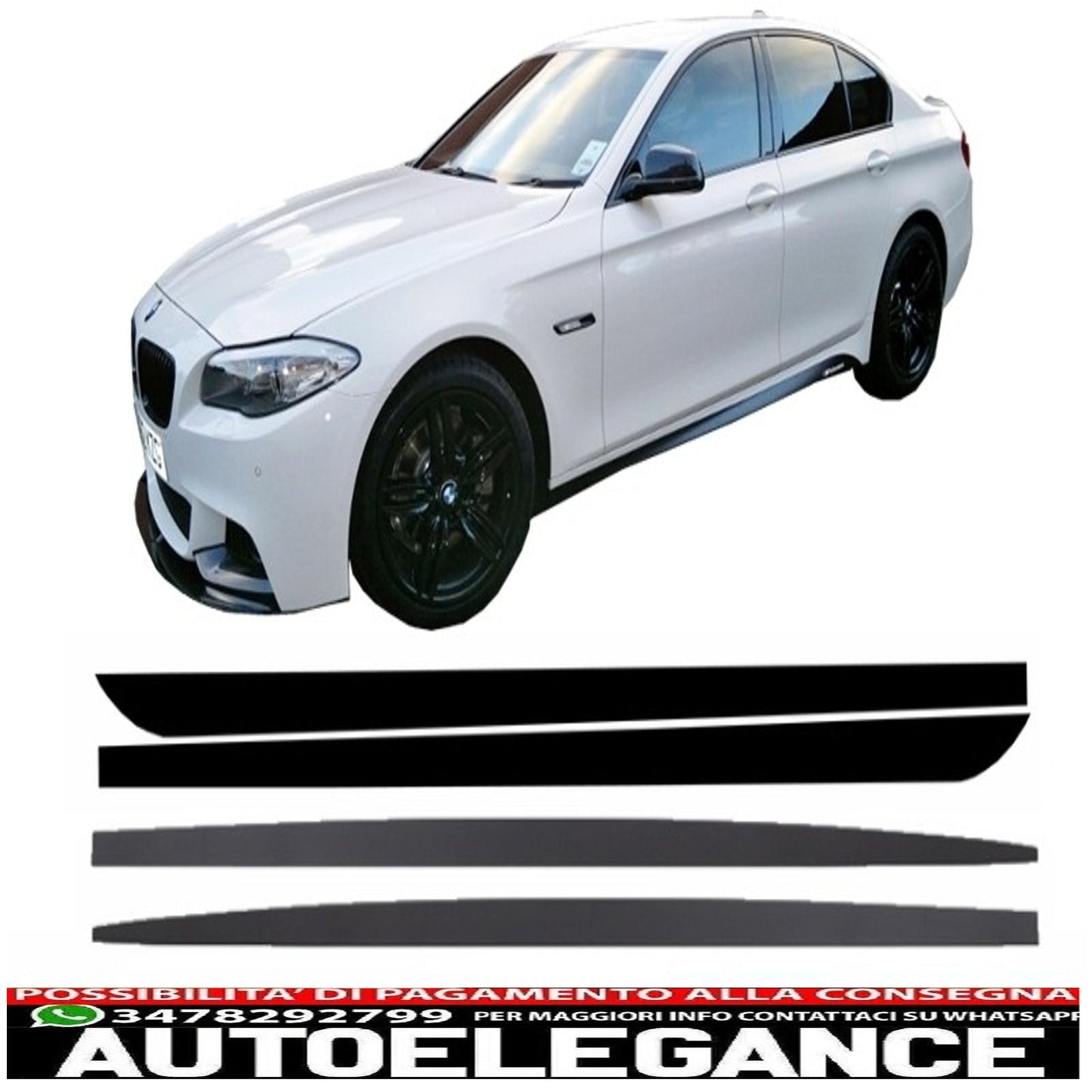 side skirts extensions additional lips with decals matt black suitable for bmw f10 f11 5 series (2011-up) m-performance design