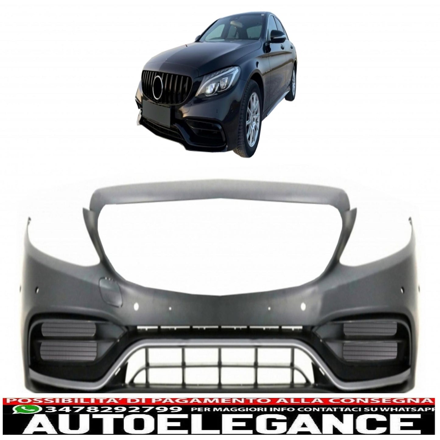 Front bumper suitable for mercedes c class w205 s205 a205 c205 limousine model t coupe cabriolet (2014-2020) restyling c63 design