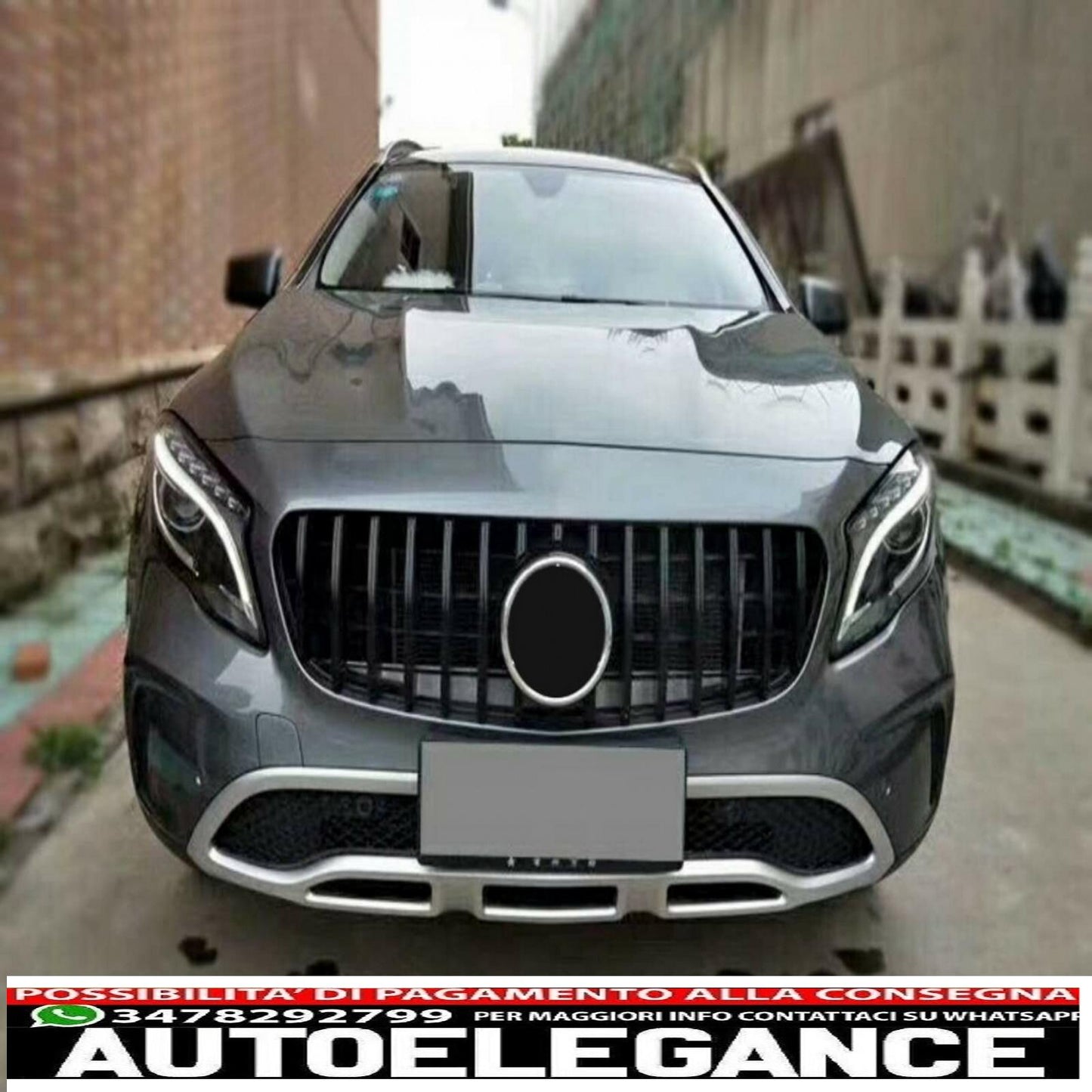 front grill suitable for mercedes gla class x156 restyling (2017-up) gt-r panamericana design black edition