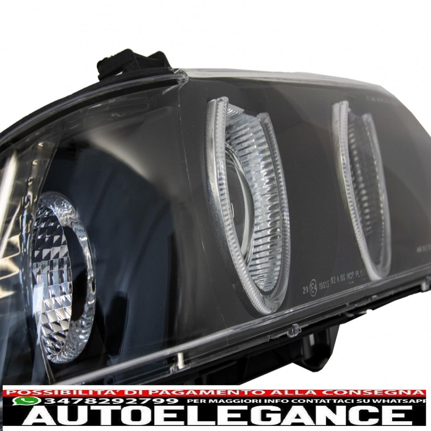 angel eye headlights suitable for bmw 5 series e39 sedan touring (1996-2003) black grey edition