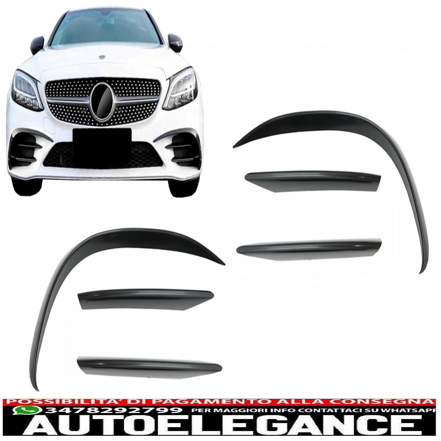 Front Bumper Splitter Wings Aerodynamic Flaps Fit For Mercedes C Class W205 S205 C205 A205 Facelift (2019-up) C43 Design