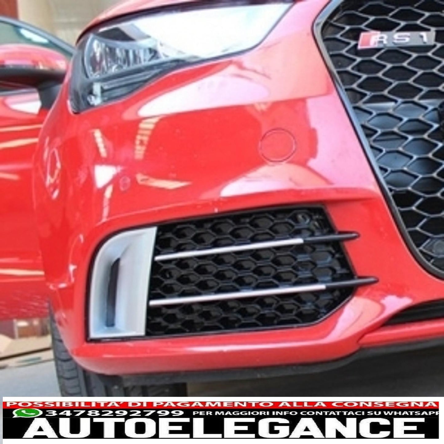 griglie laterali coperture fendinebbia adatte per audi a1 8x (2010-2015) rs1 design nero con inserti in alluminio spazzolato