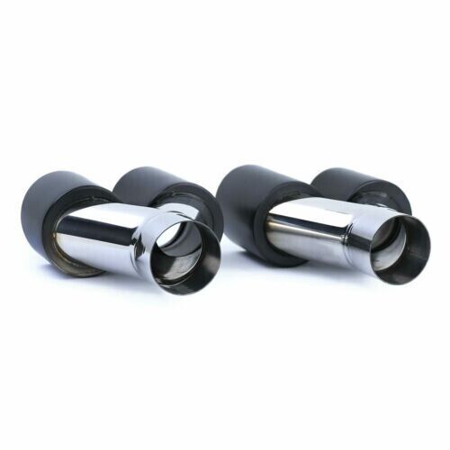 Stainless Steel Sports Exhaust Tips Covers Black 89mm Double Round Cover
