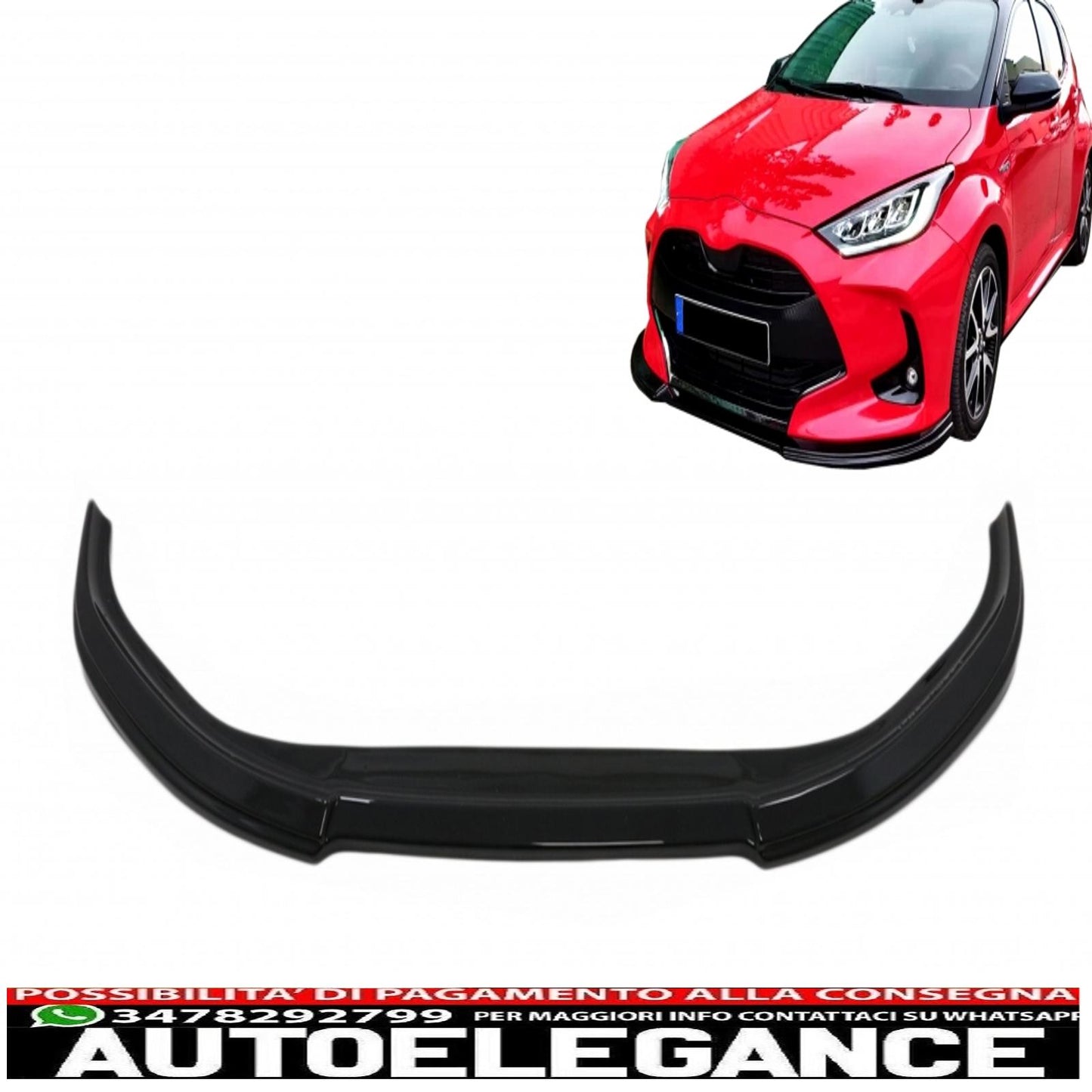 Front Bumper Spoiler Lip Fit For Toyota Yaris Mk4 XP210 (2020-up) Piano Black
