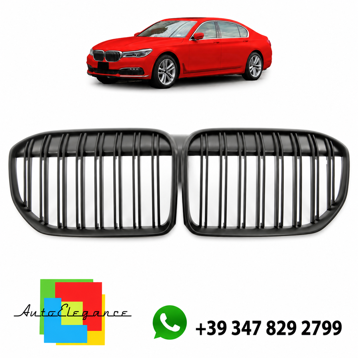 👉Griglia sportiva a doppia linea opaca nera adatta per BMW Serie 7 2019-2022 👈