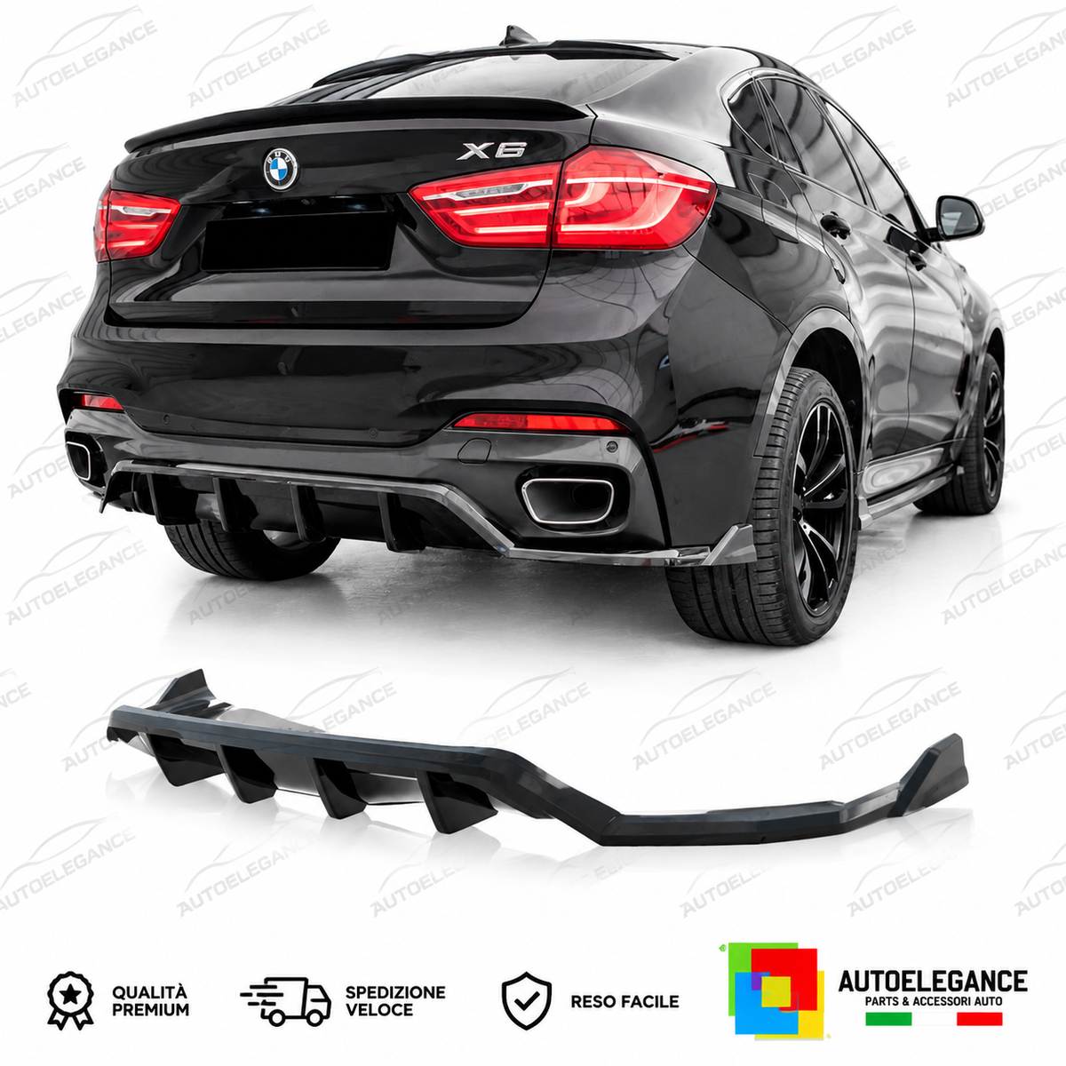 DIFFUSORE ADATTO PER BMW X6 G06 20-21 NERO LUCIDO
