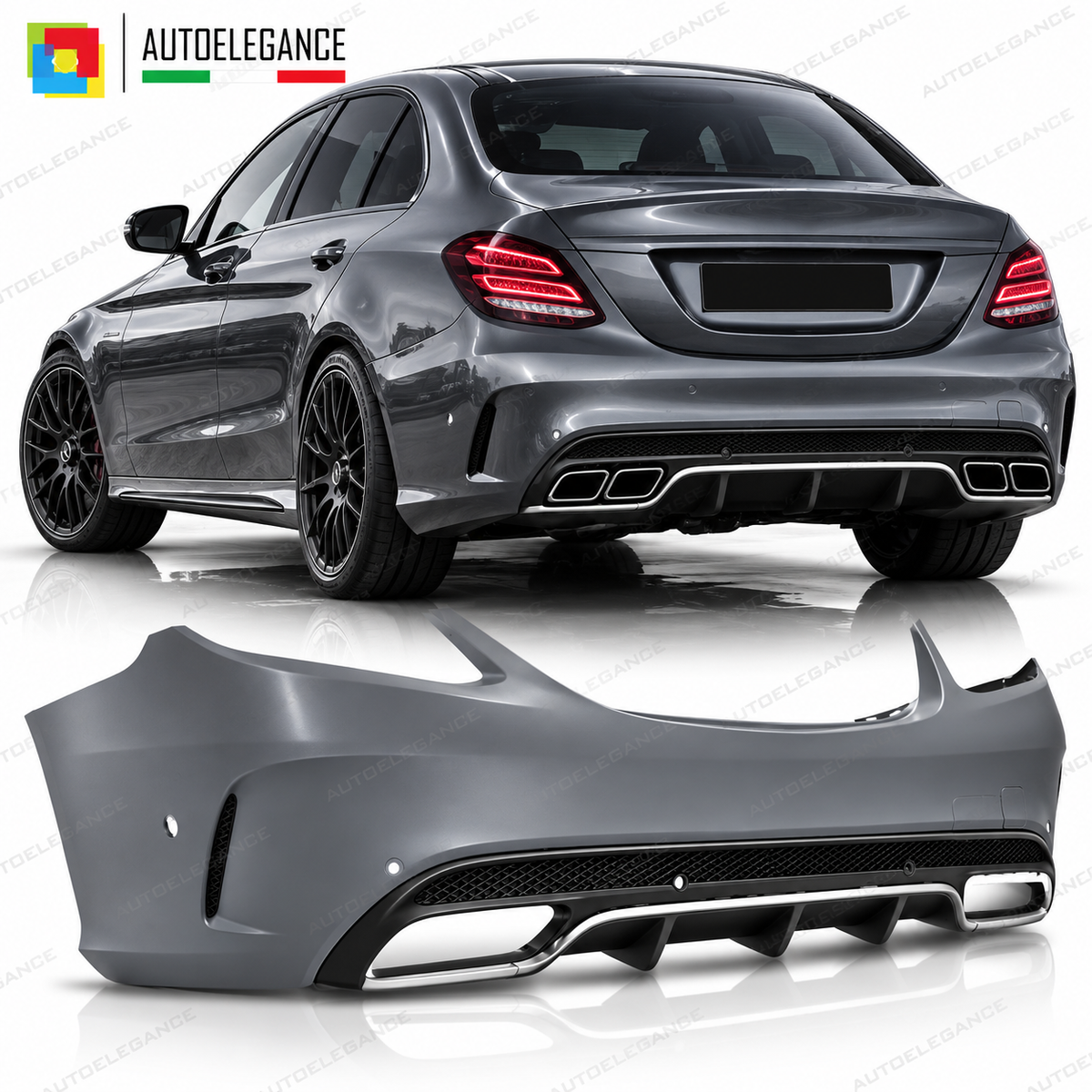 PARAURTI POSTERIORE SPORT PDC adatto per MERCEDES W205 14- LOOK AMG