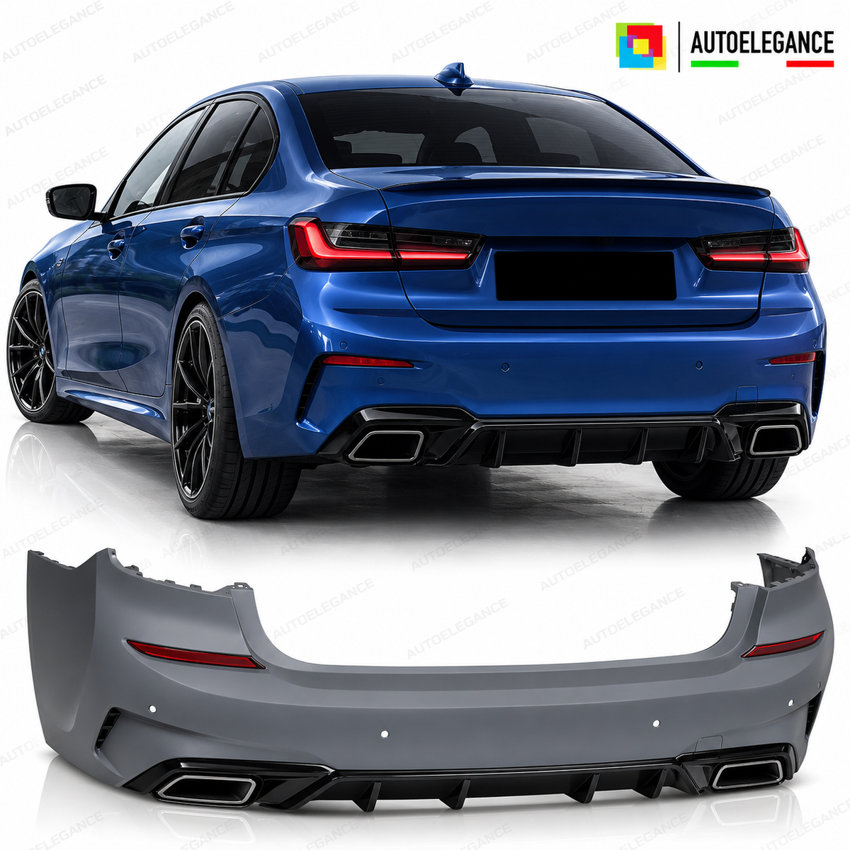 PARAURTI POSTERIORE STILE PERFORMANCE PDC NERO LUCIDO ADATTO PER BMW G20 19-22