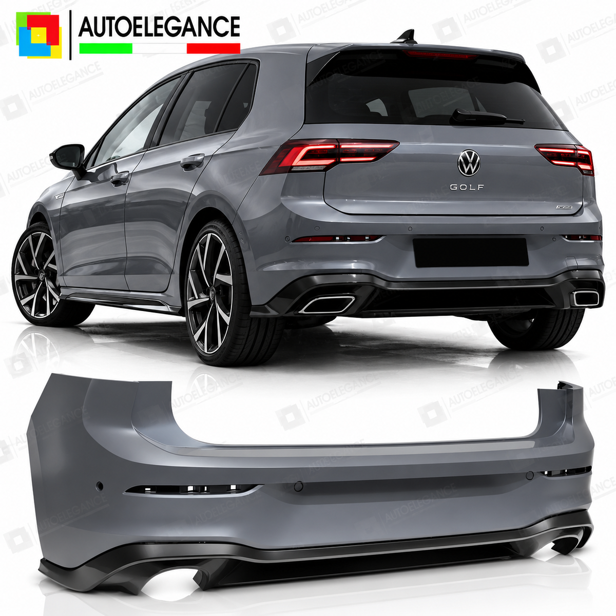 PARAURTI POSTERIORE SPORT DOPPIO PDC ADATTO PER VW GOLF 8 19-24