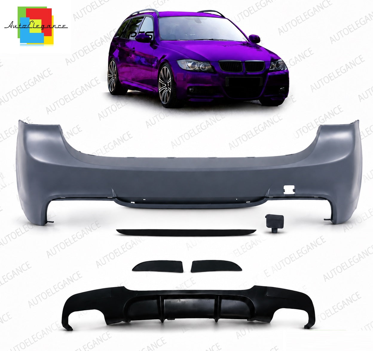 👉Paraurti Posteriore Sport con Diffusore per BMW Serie 3 E91 Touring 05-11👈