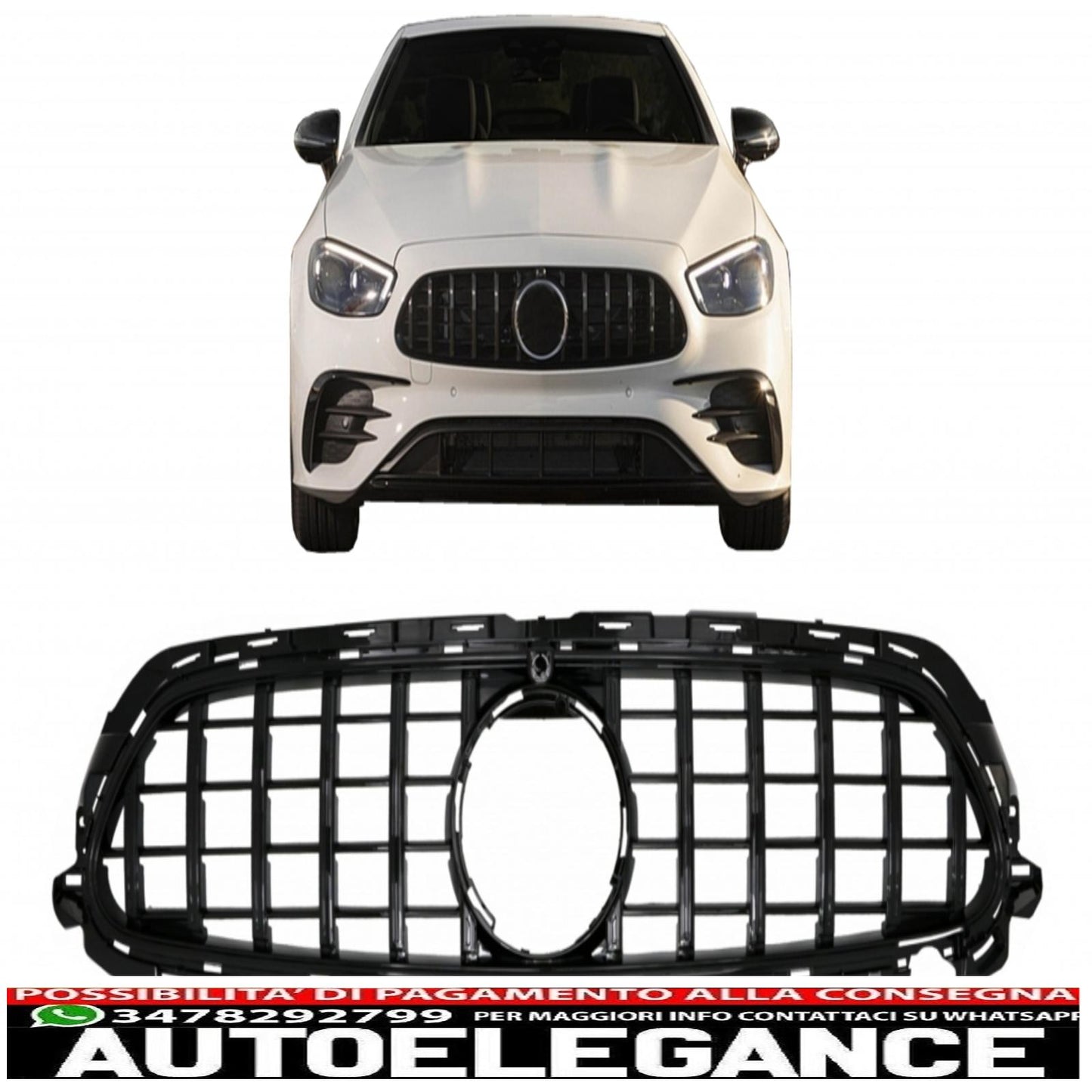 center grille suitable for mercedes e class facelift w213 s213 c238 a238 sport line (2020-up) gt-r design panamericana black