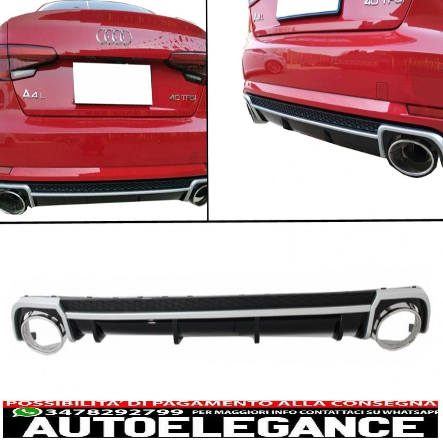 Punte di scarico del diffusore della mantovana del paraurti posteriore adatte per audi a4 b9 8w (2016-2018) berlina avant rs4 design