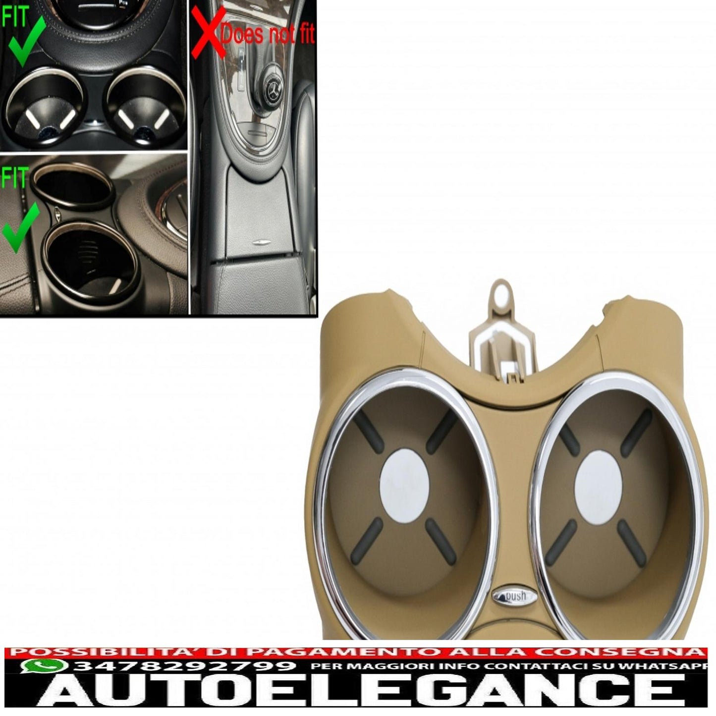 Front Double Cup Holder Suitable For Mercedes Benz CLS C219 W219 (2003-2010) Beige
