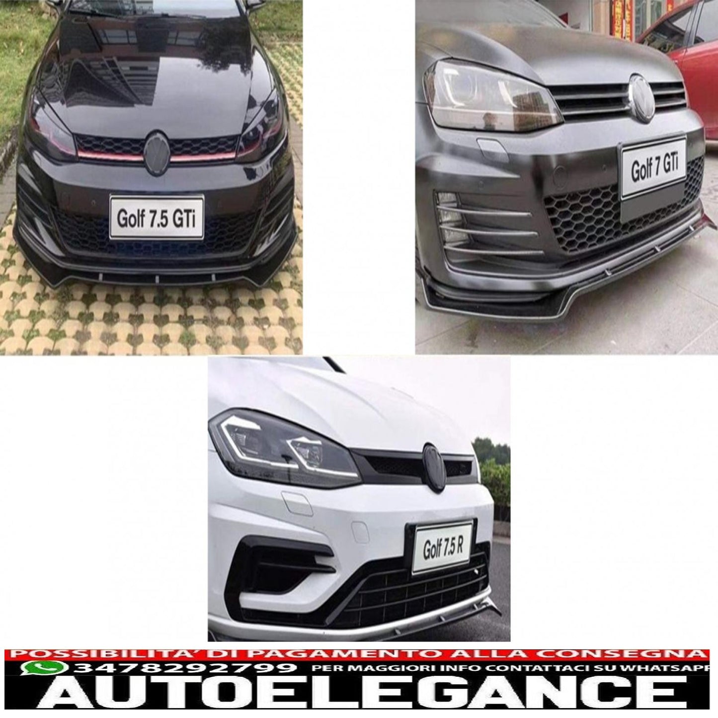 Spoiler estensione labbro paraurti anteriore adatto per vw golf 7 gti 7.5 gti & r (2013-2020) pianoforte nero