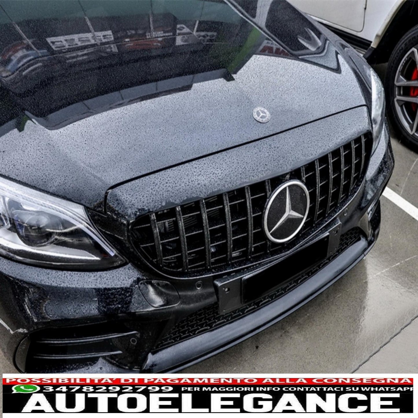 front grille suitable for mercedes w205 sedan s205 t-modell a205 cabriolet c205 coupe restyling (03.2018-2020) with 360 camera all black