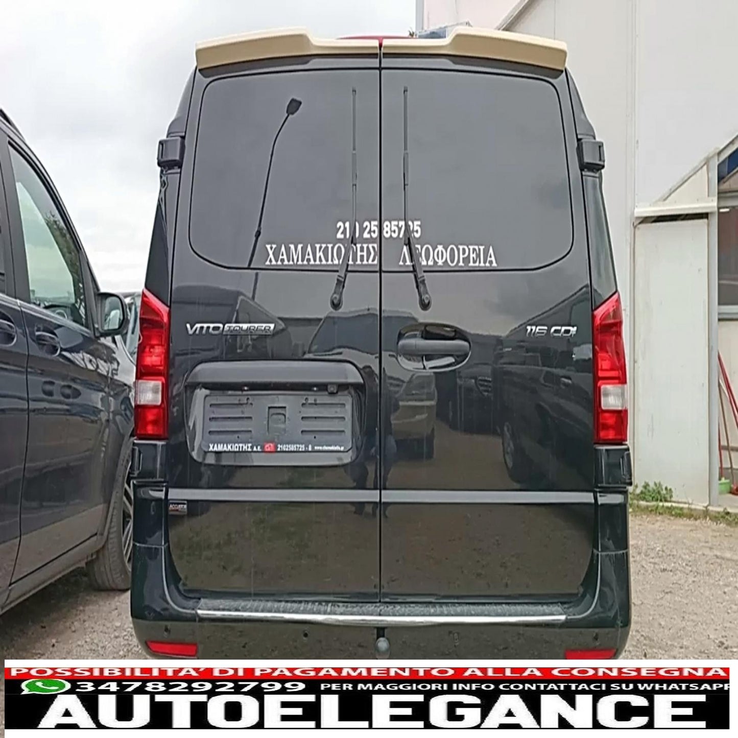 roof spoiler suitable for mercedes v class w447 (2014 onwards) twin barn doors.