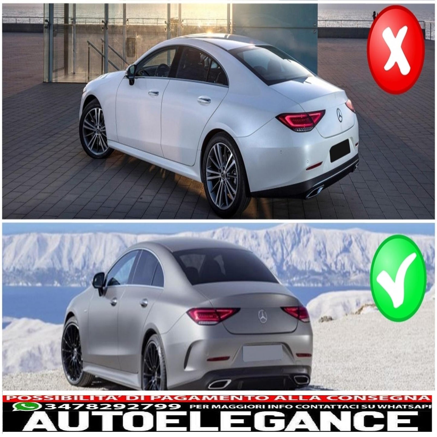 diffusore posteriore con terminali di scarico cromati adatto per mercedes classe cls c257 sport line (2018-up) design cls63