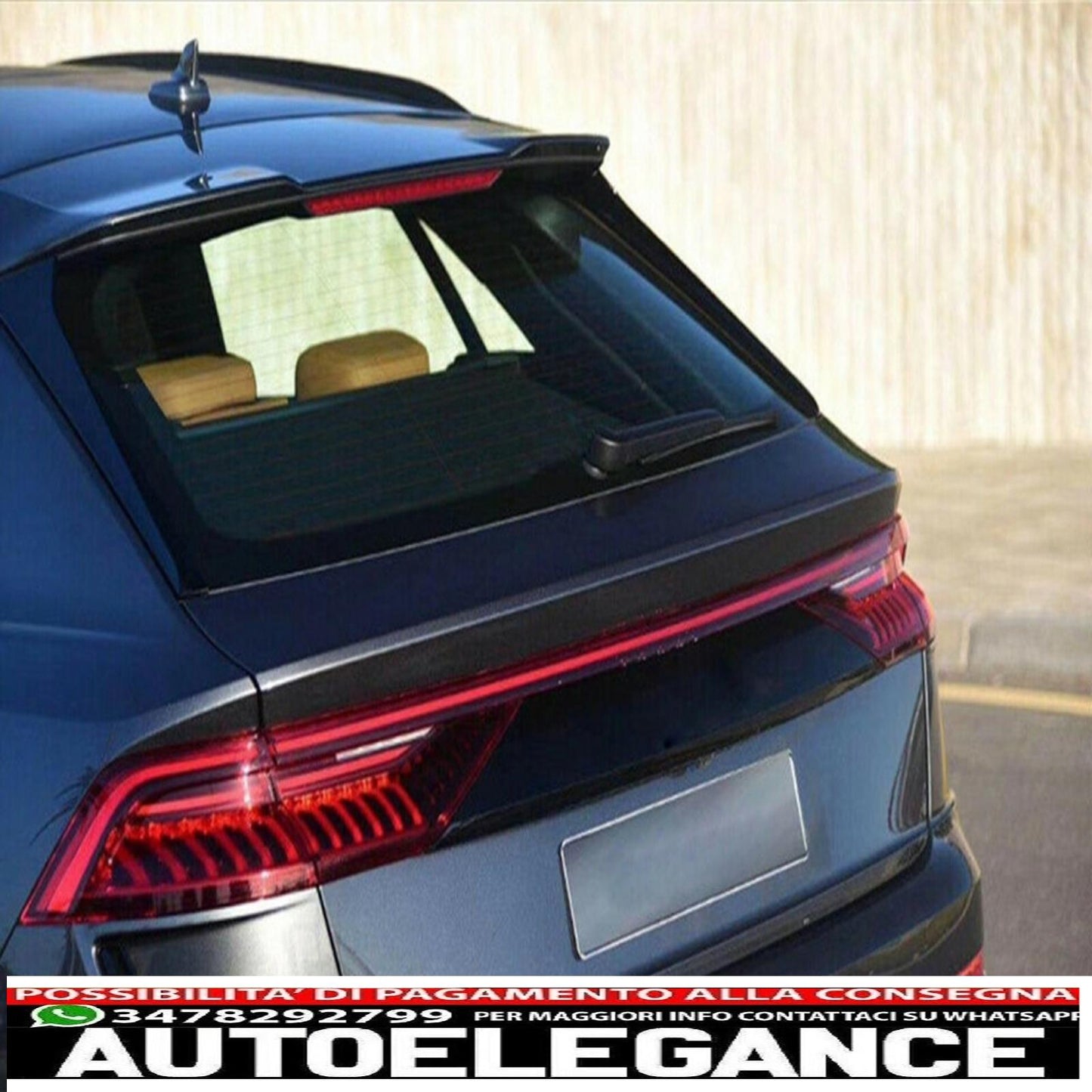 spoiler posteriore sul tetto adatto per audi q8 suv (2018-up) rs design pianoforte nero