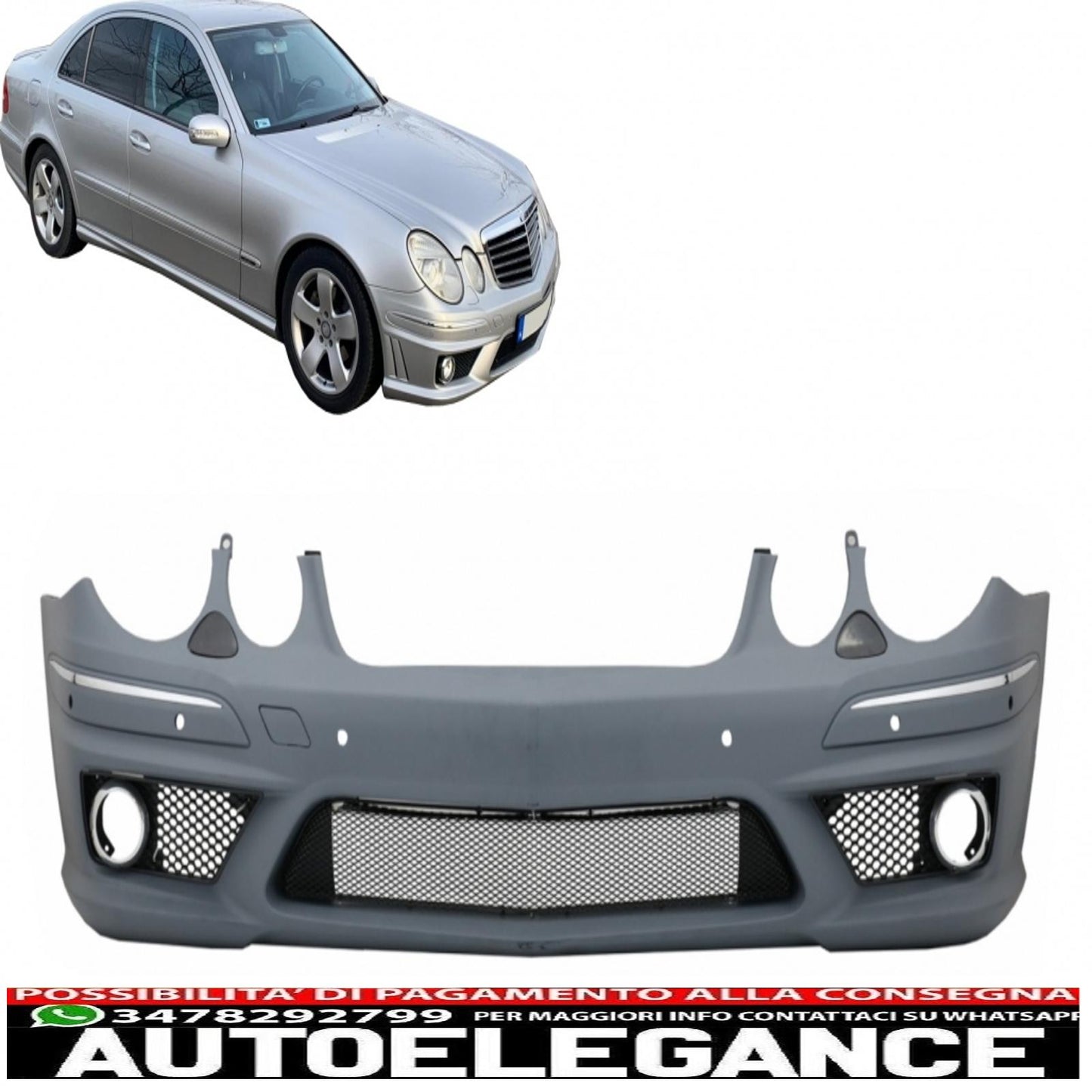 front bumper suitable for mercedes w211 e class restyling (2006-2009) without fog lights