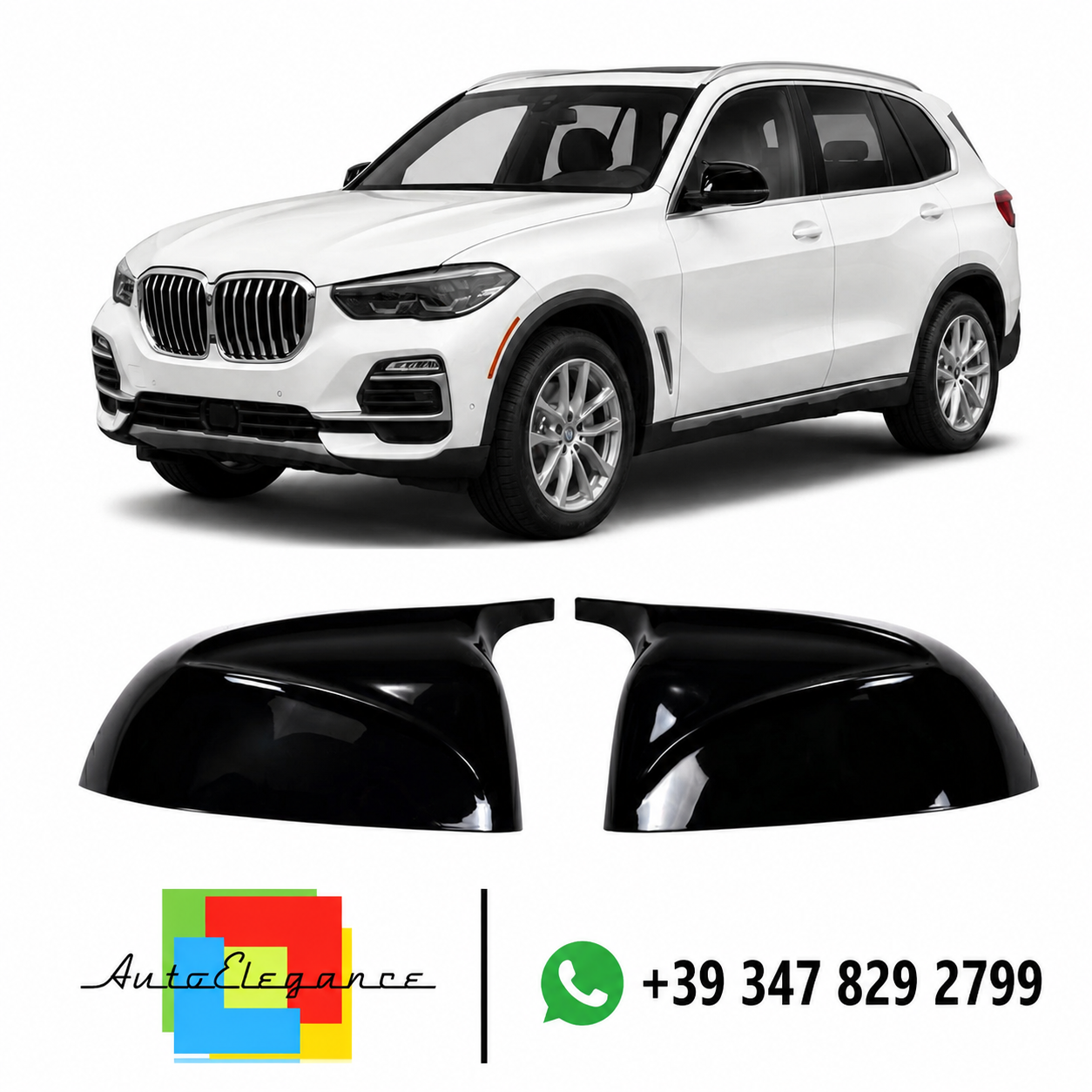 👉Set copri-specchietti laterali lucido nero per BMW X3/X4/X5/X6/X7 (17-21)👈